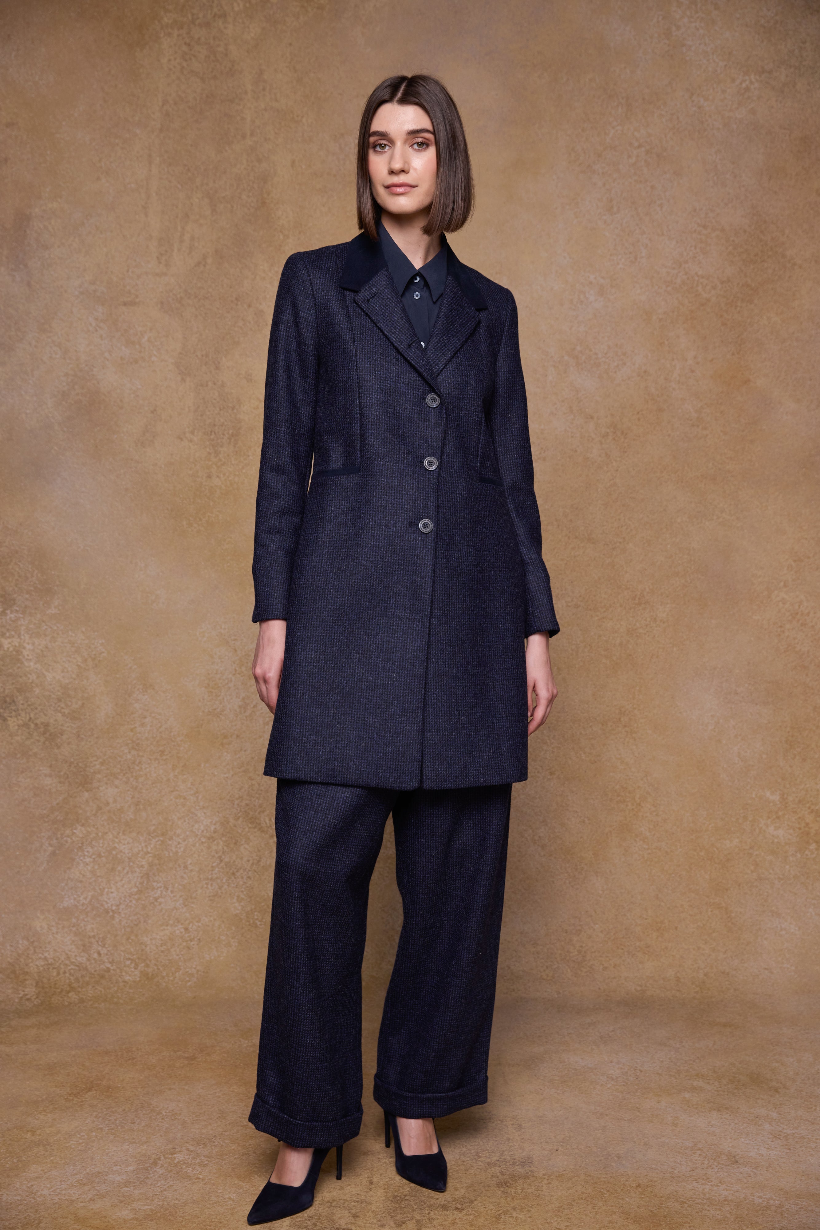 Isabella Tweed Coat - Imperial Blue