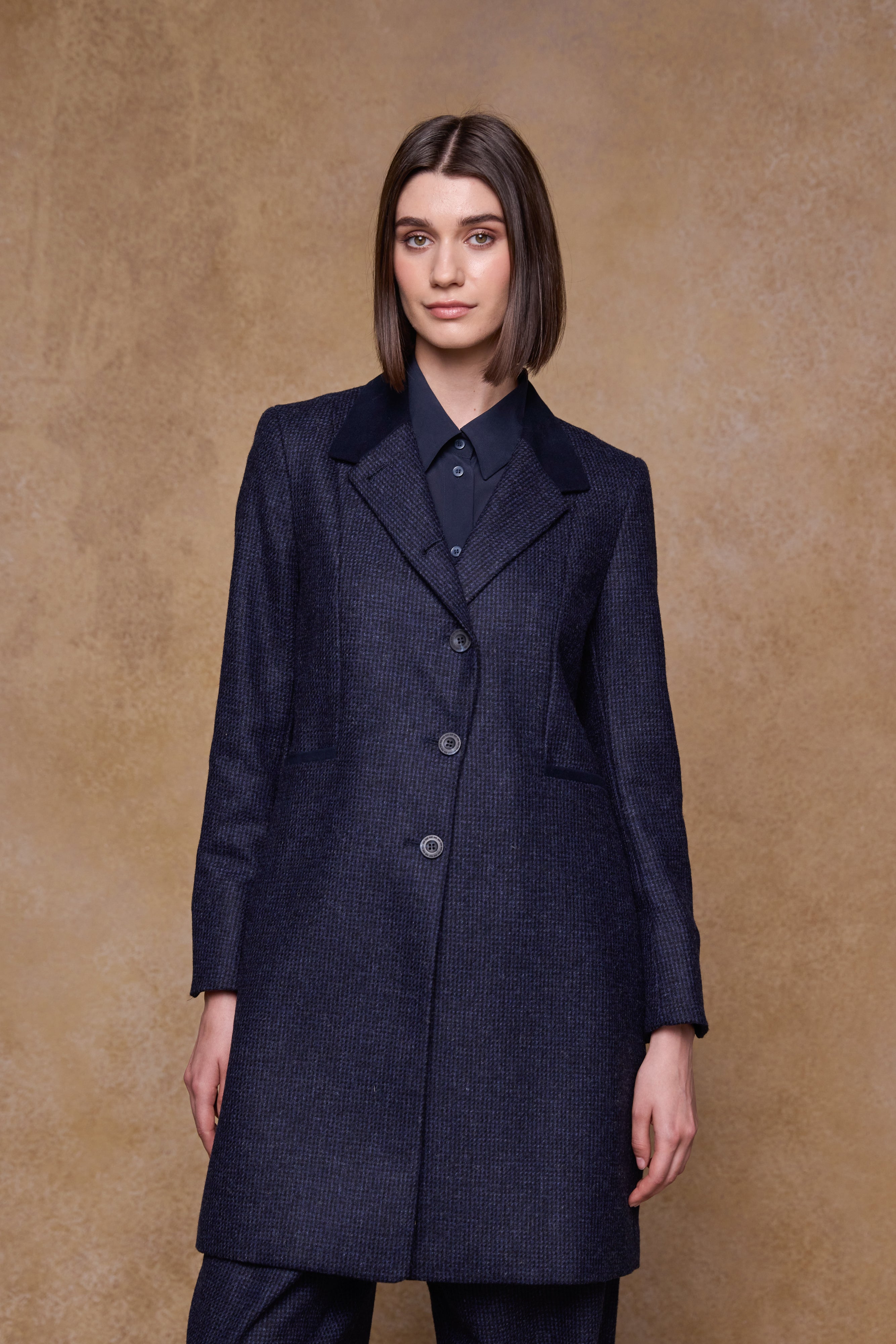 Isabella Tweed Coat - Imperial Blue