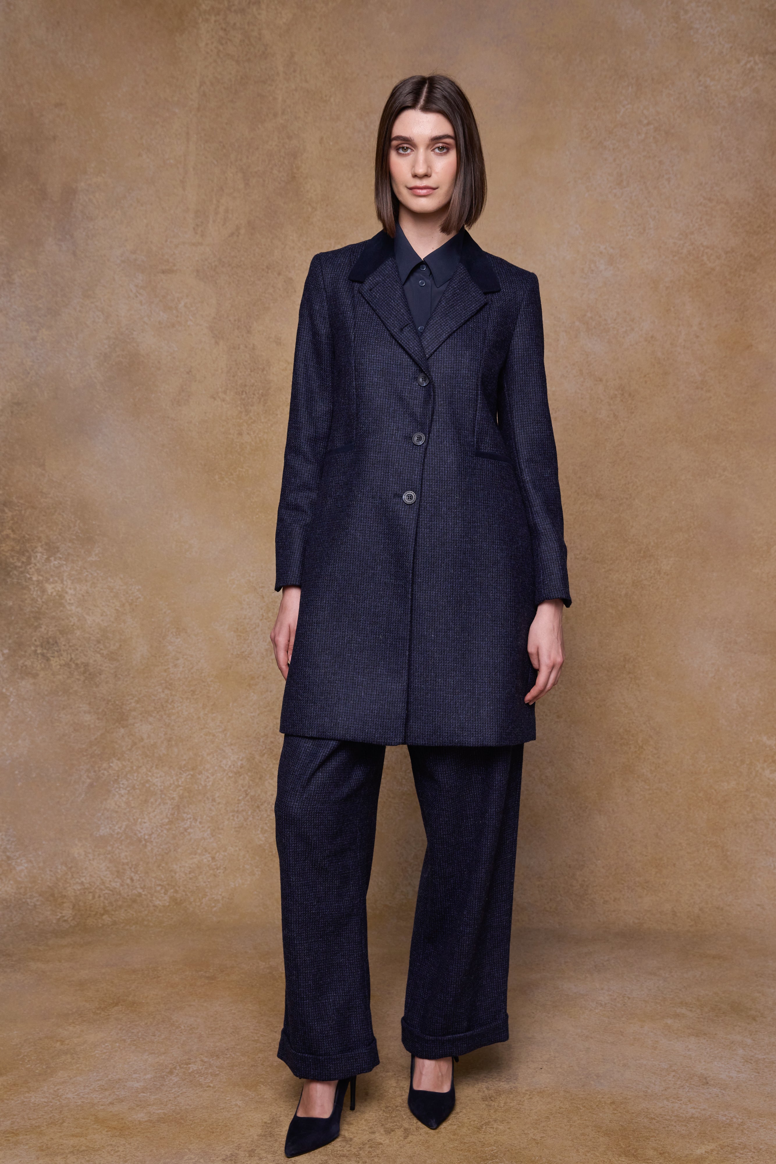 Isabella Tweed Coat - Imperial Blue