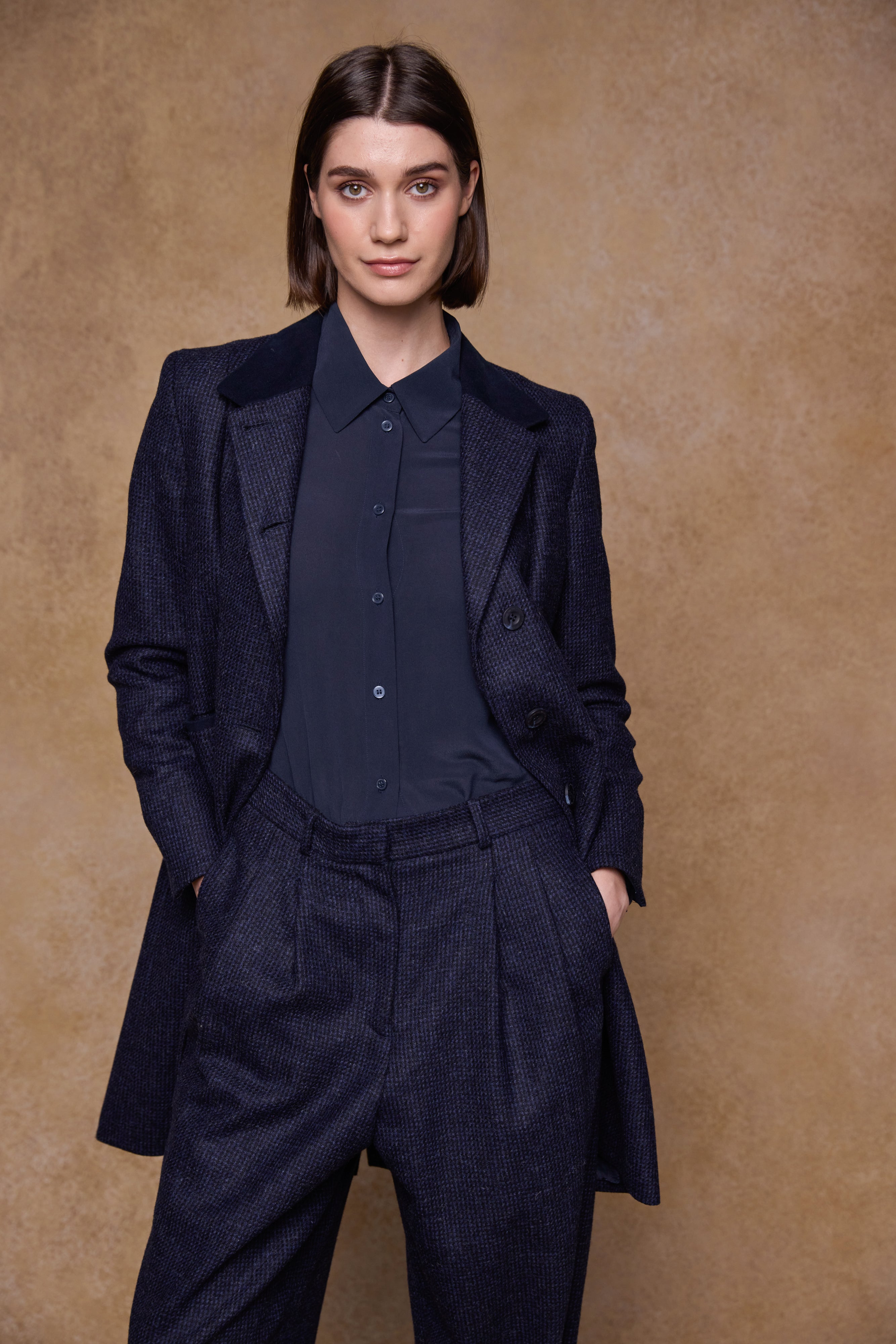 Isabella Tweed Coat - Imperial Blue