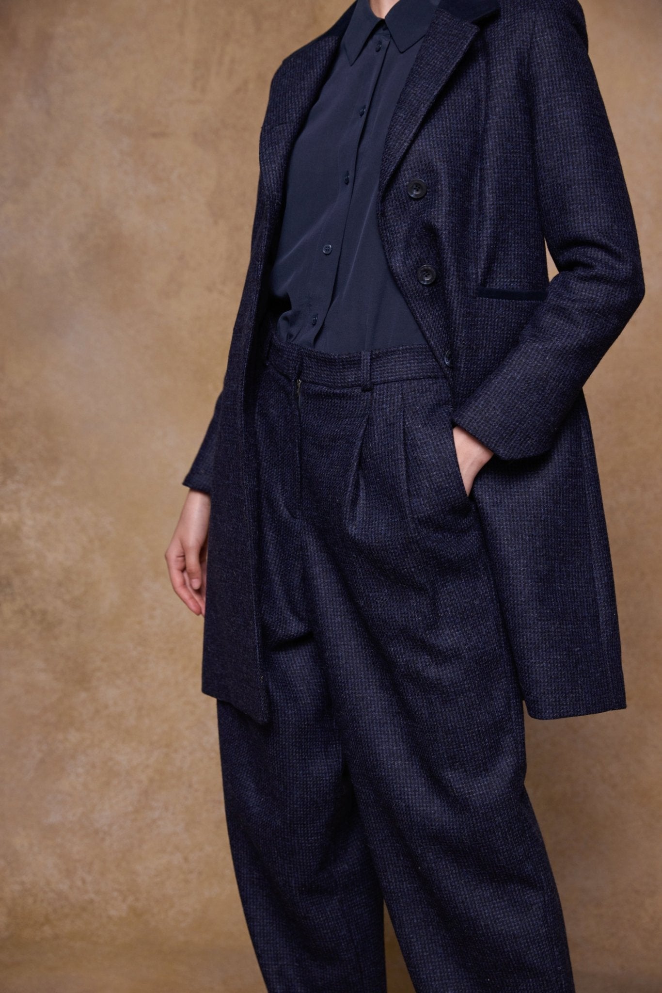 Jack Murphy Clothing - Isabella Tweed Coat - Imperial Blue - Tweed