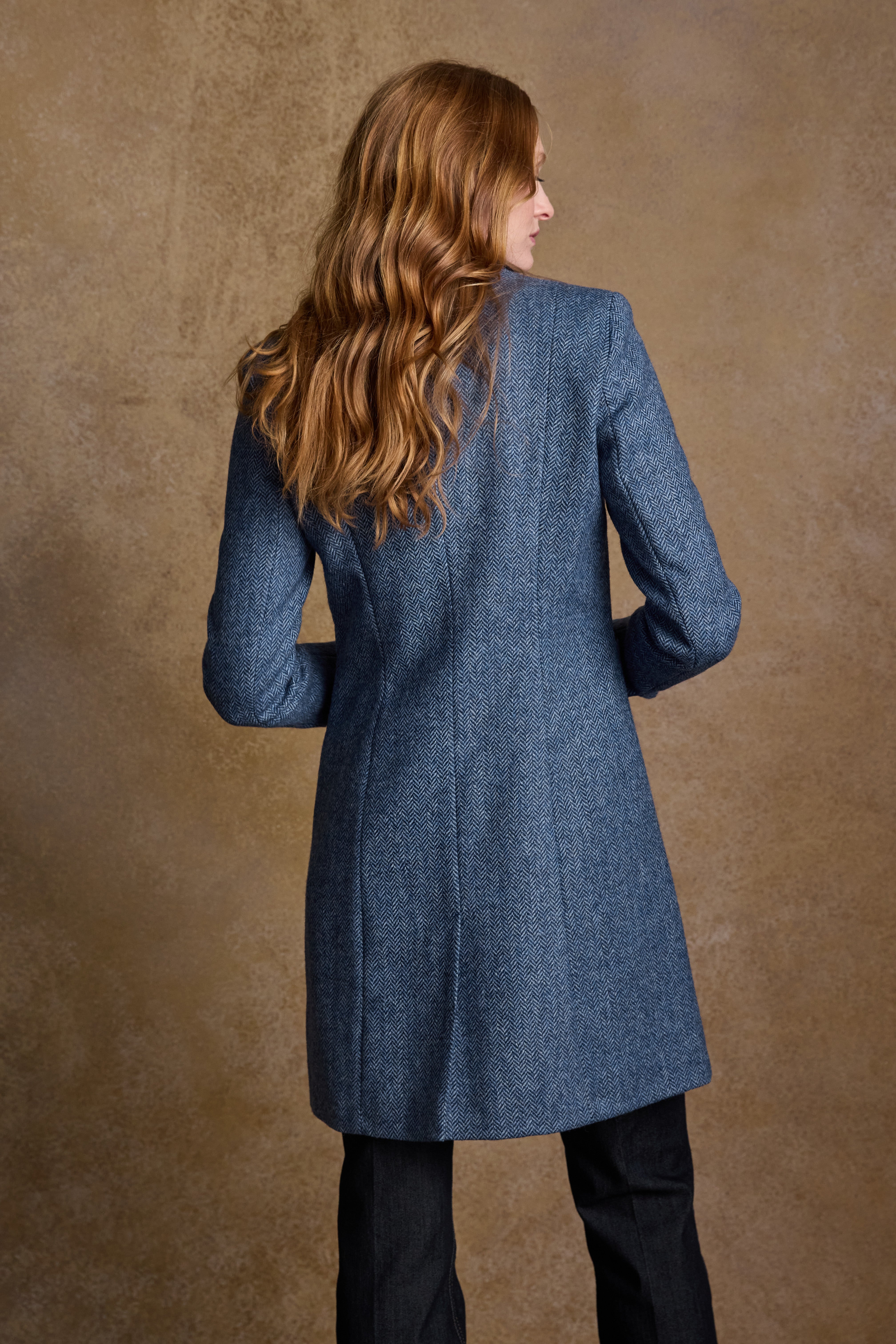 Manteau Isabella Tweed - Chevrons Bleu Clair