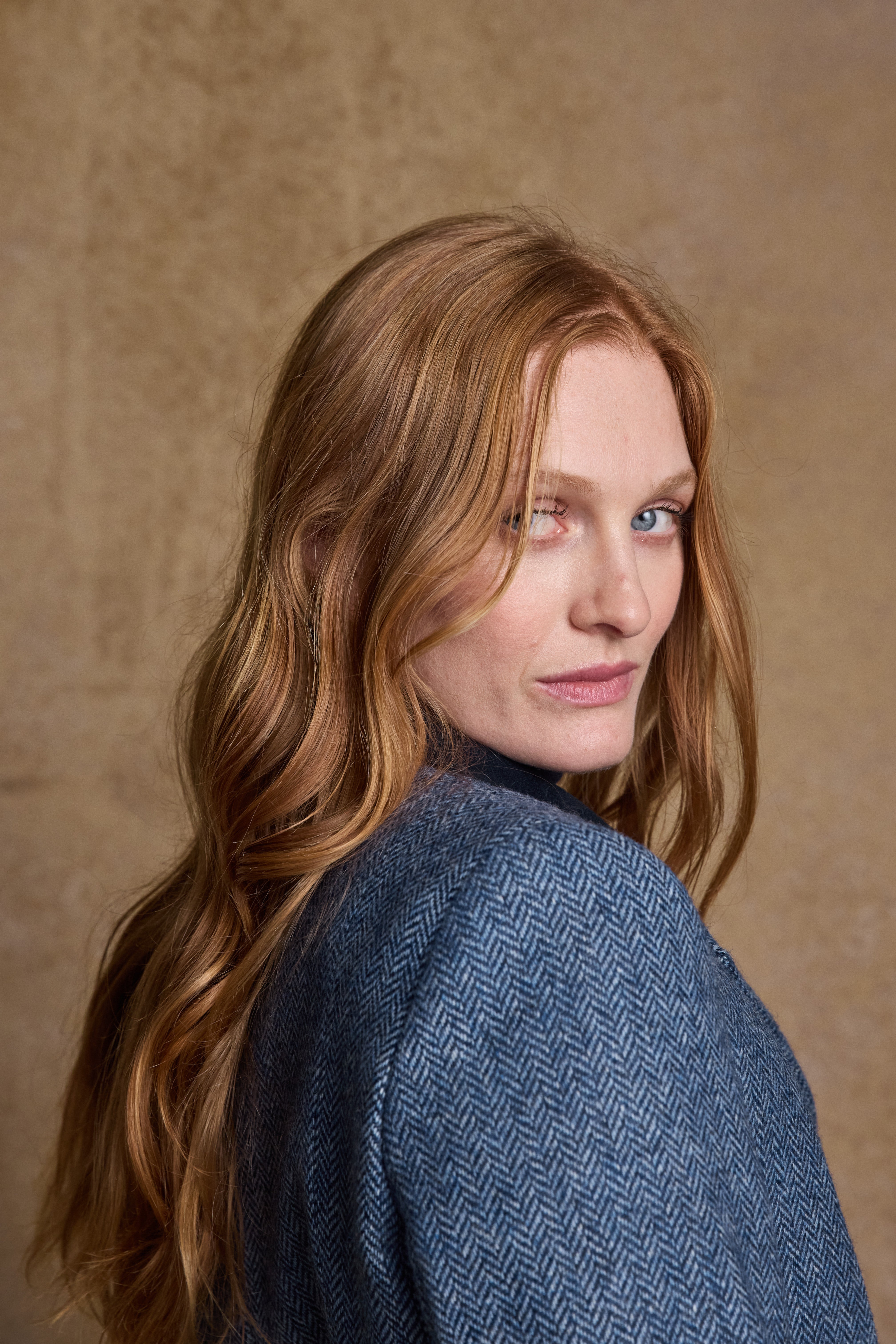 Manteau Isabella Tweed - Chevrons Bleu Clair