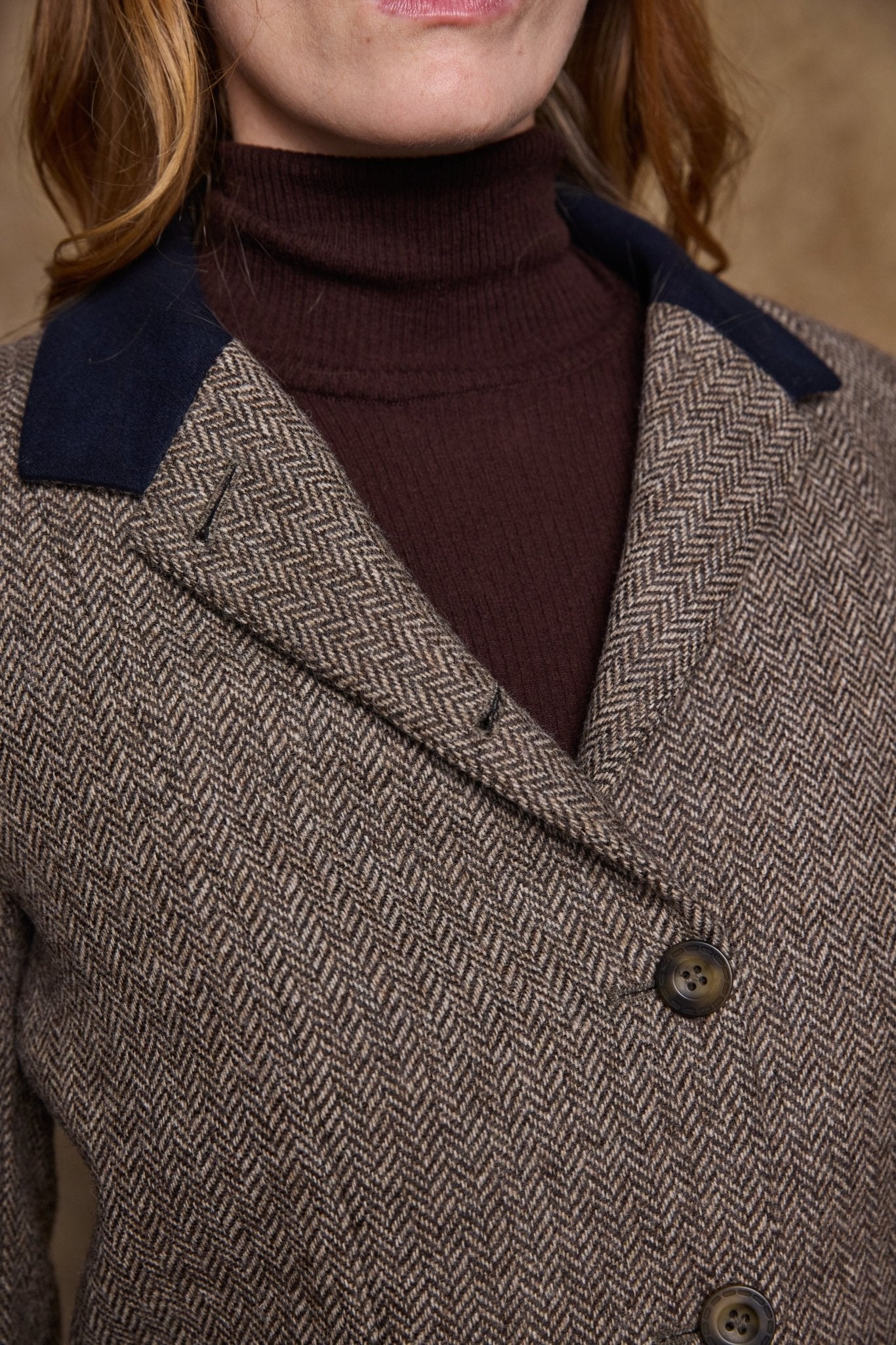 Jack Murphy Ireland - Isabella Tweed Coat - Light Tan Herringbone - Tweed