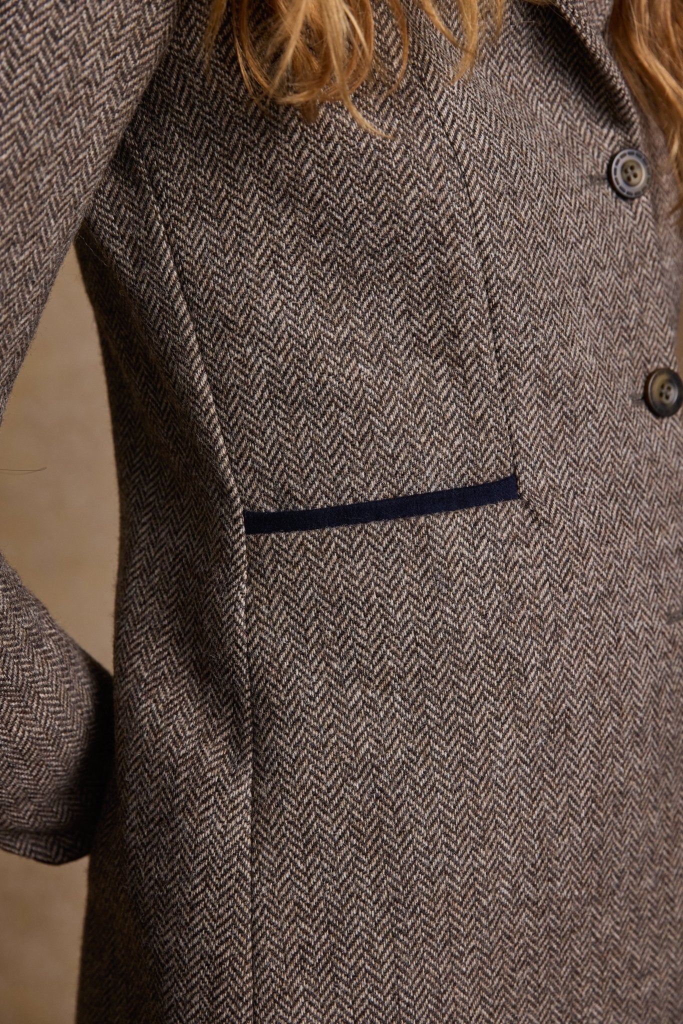Jack Murphy Ireland - Isabella Tweed Coat - Light Tan Herringbone - Tweed