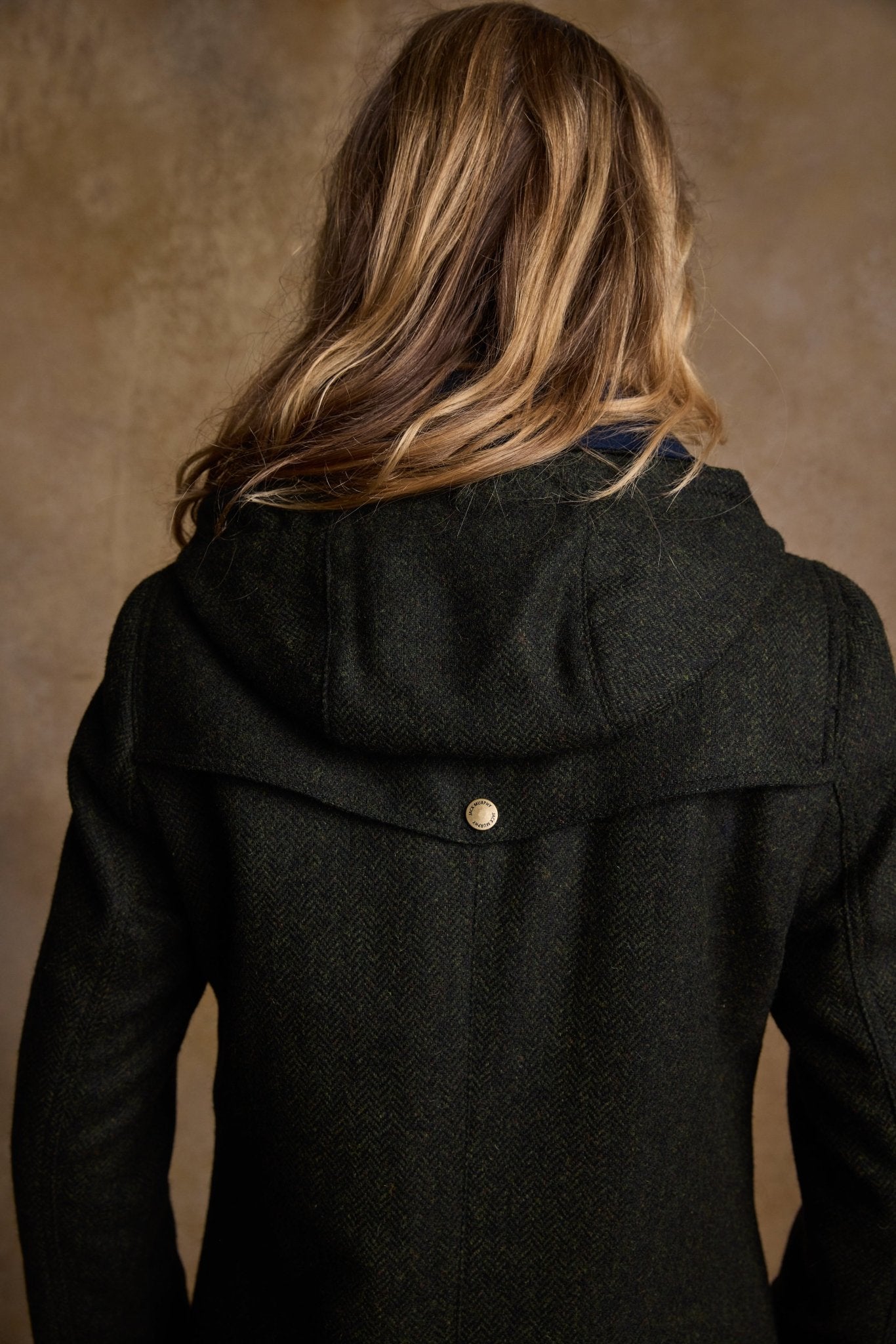 Jack Murphy Ireland - Julia Long Tweed Coat - Deep Green Herringbone - Tweed