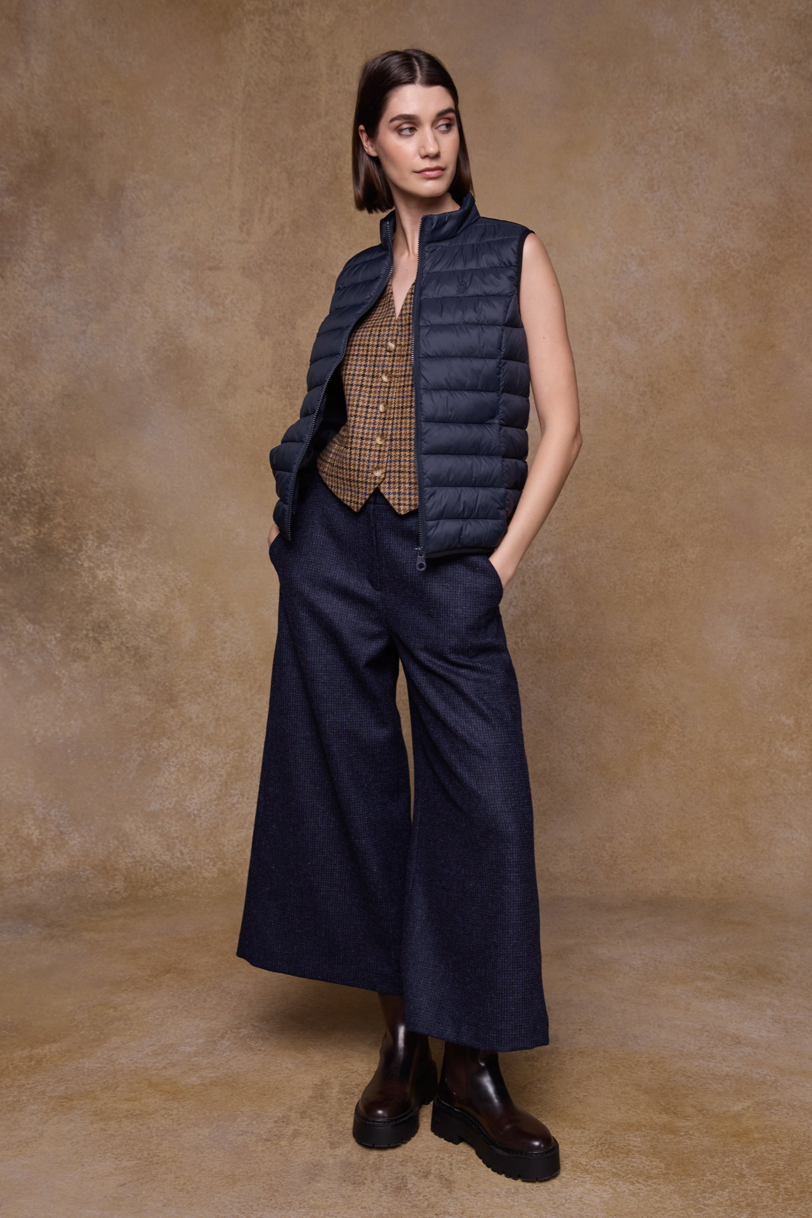 Enya Tweed-Culotte - Donegal Grey Herringbone