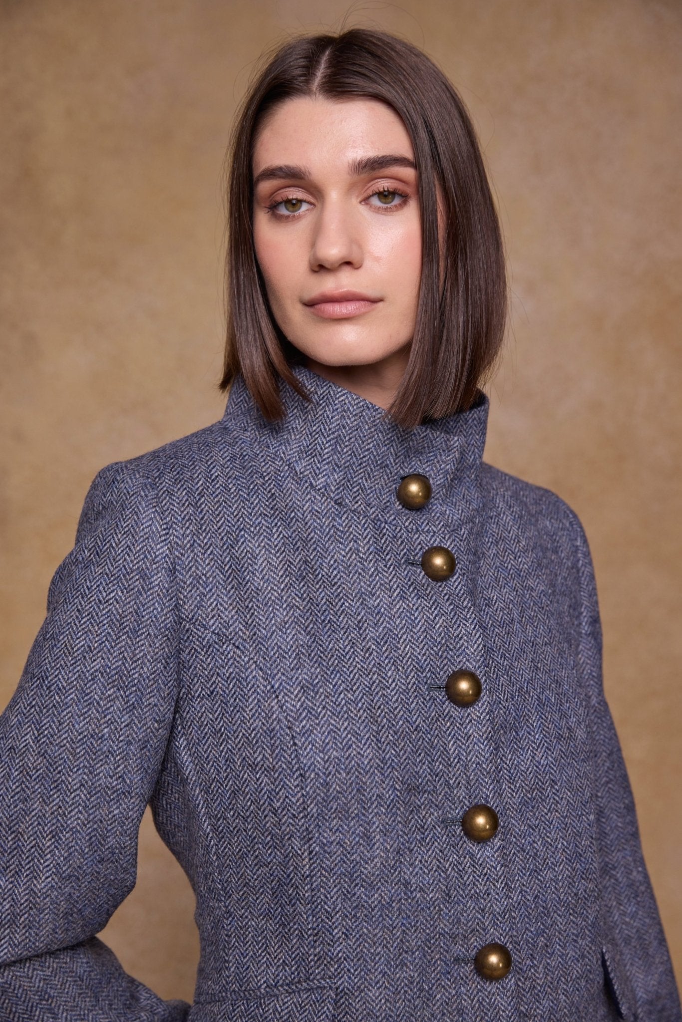 Jack Murphy Clothing - Lynn Tweed Coat - Denim Herringbone - Tweed