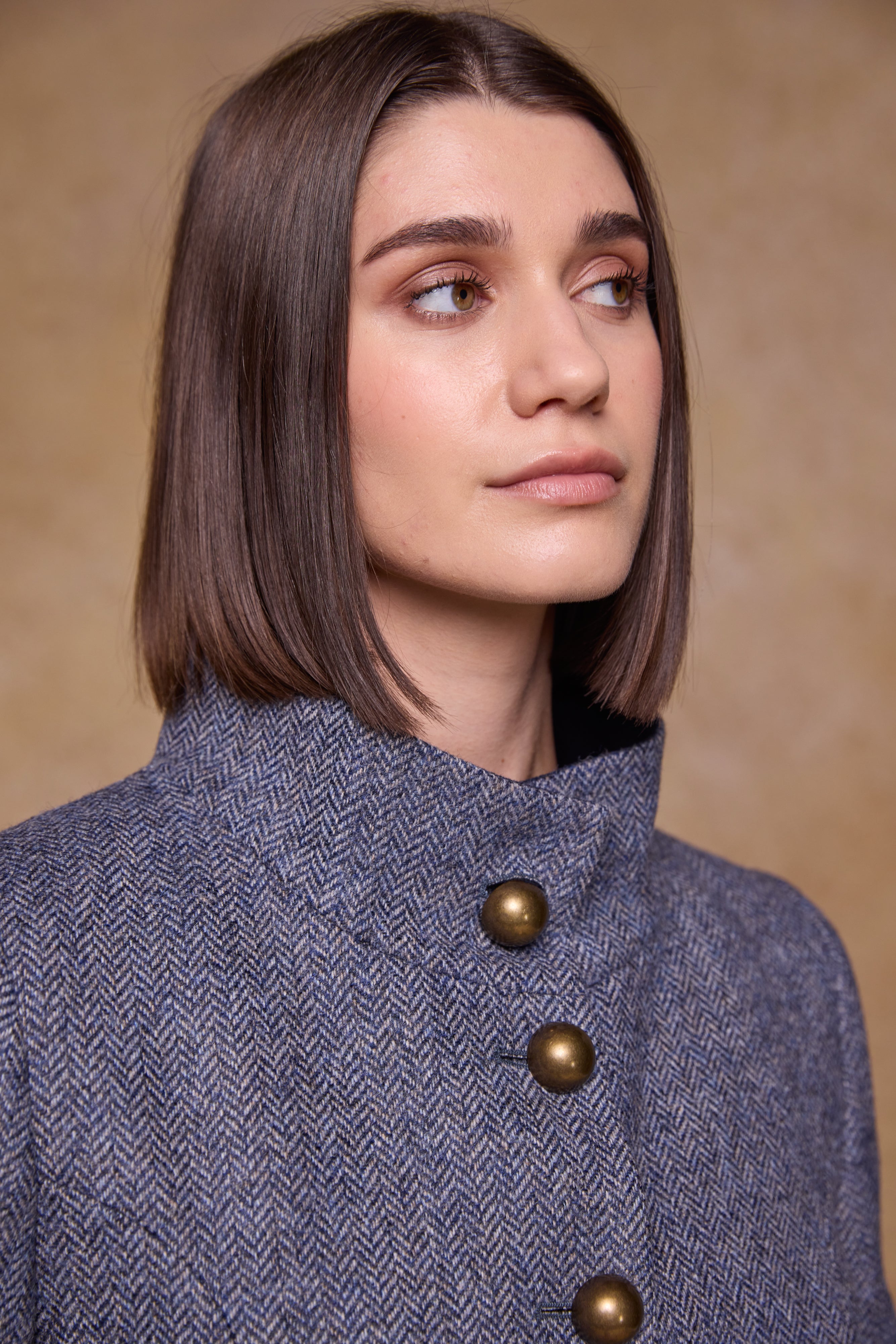 Lynn Tweed Coat - Denim Herringbone