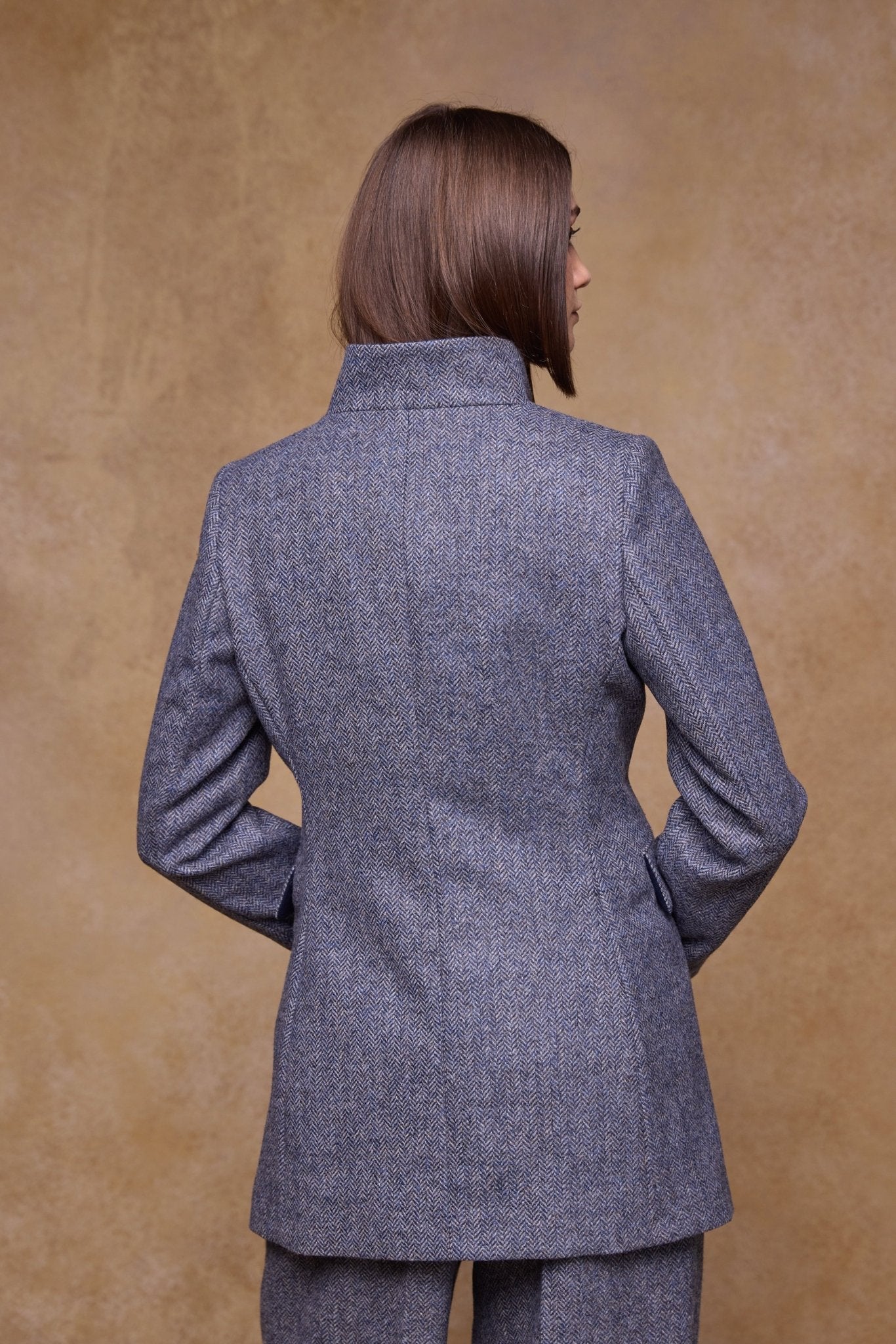 Jack Murphy Clothing - Lynn Tweed Coat - Denim Herringbone - Tweed