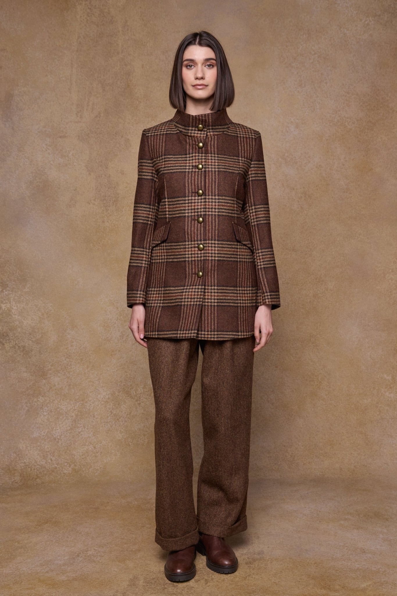 Jack Murphy Clothing - Lynn Tweed Coat - Tobacco Check - Tweed