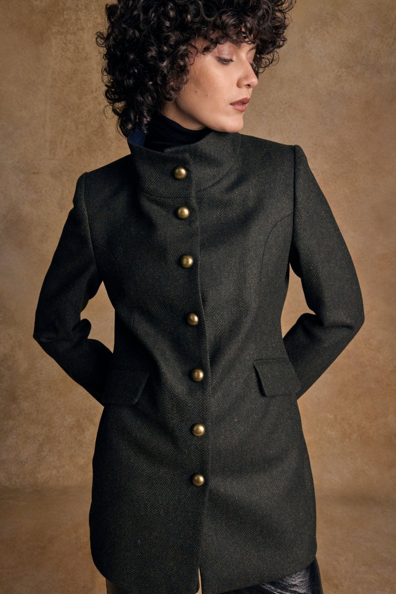 Jack Murphy Ireland - Lynn Tweed Coat - Deep Green Herringbone - Tweed