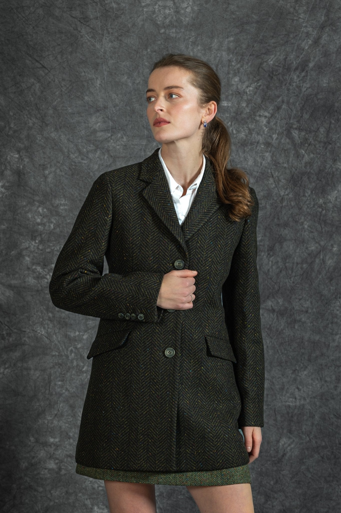 Jack Murphy Clothing - Mairéad Tweed Coat - Emerald Glen - Tweed