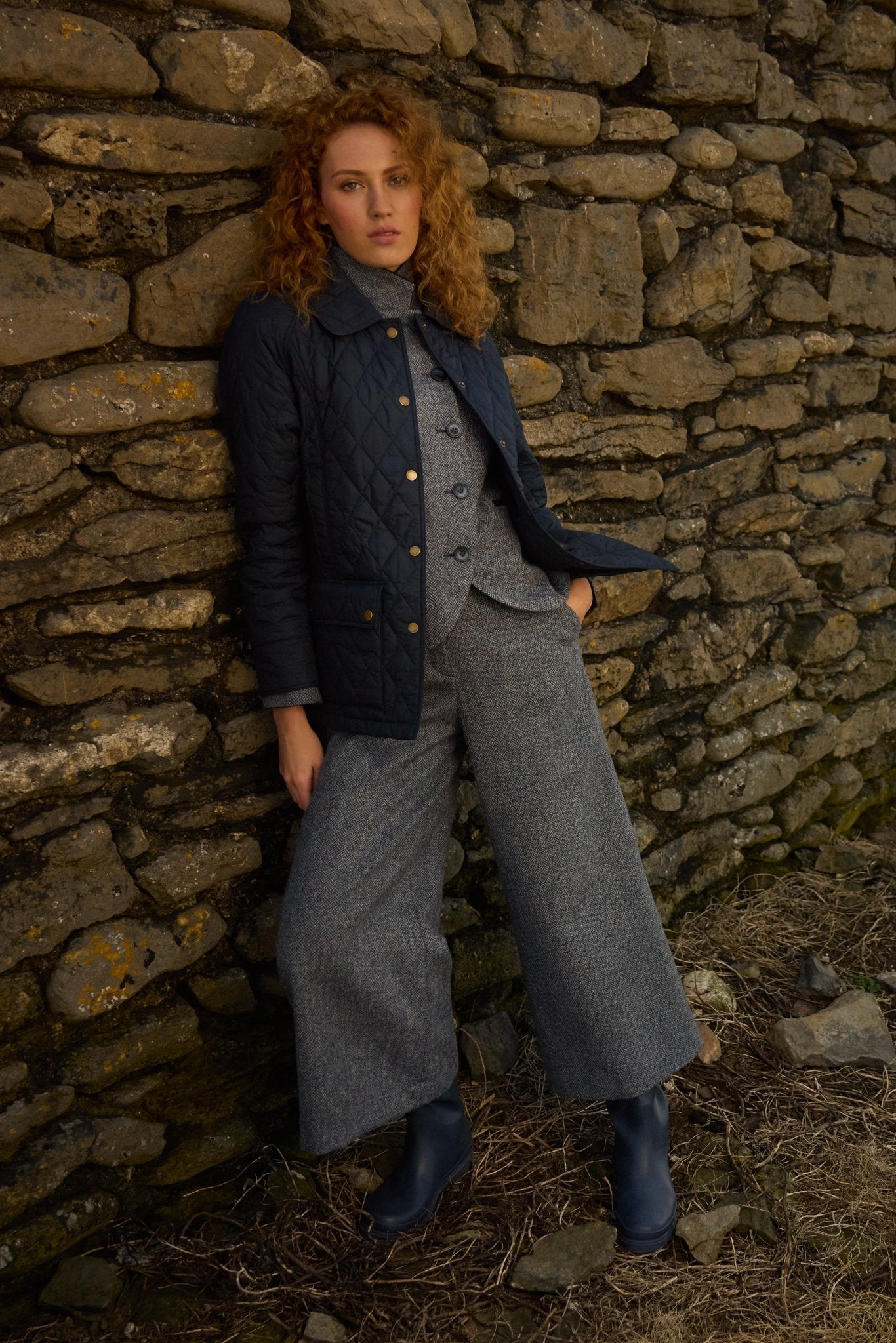 Jack Murphy Clothing - Enya Tweed Culottes - Denim Herringbone - Tweed