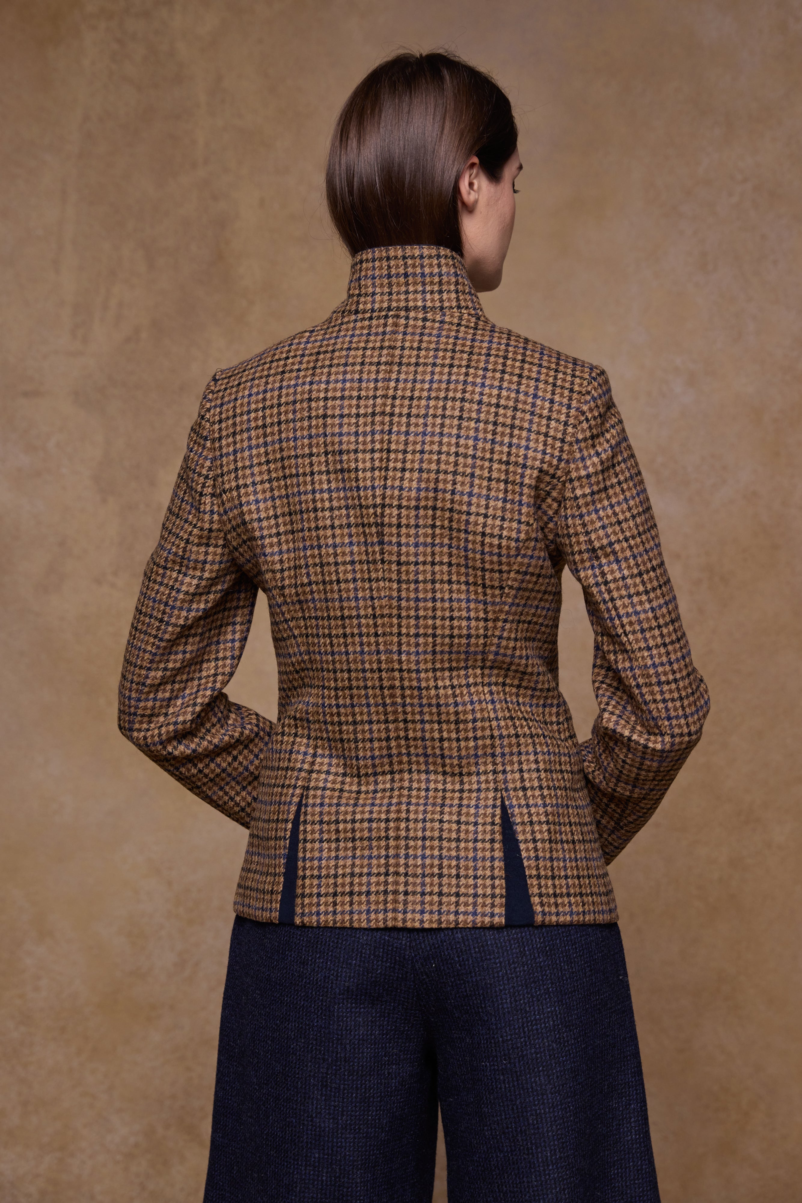 Nicole Tweed Jacke - Grünes Fischgrätenmuster