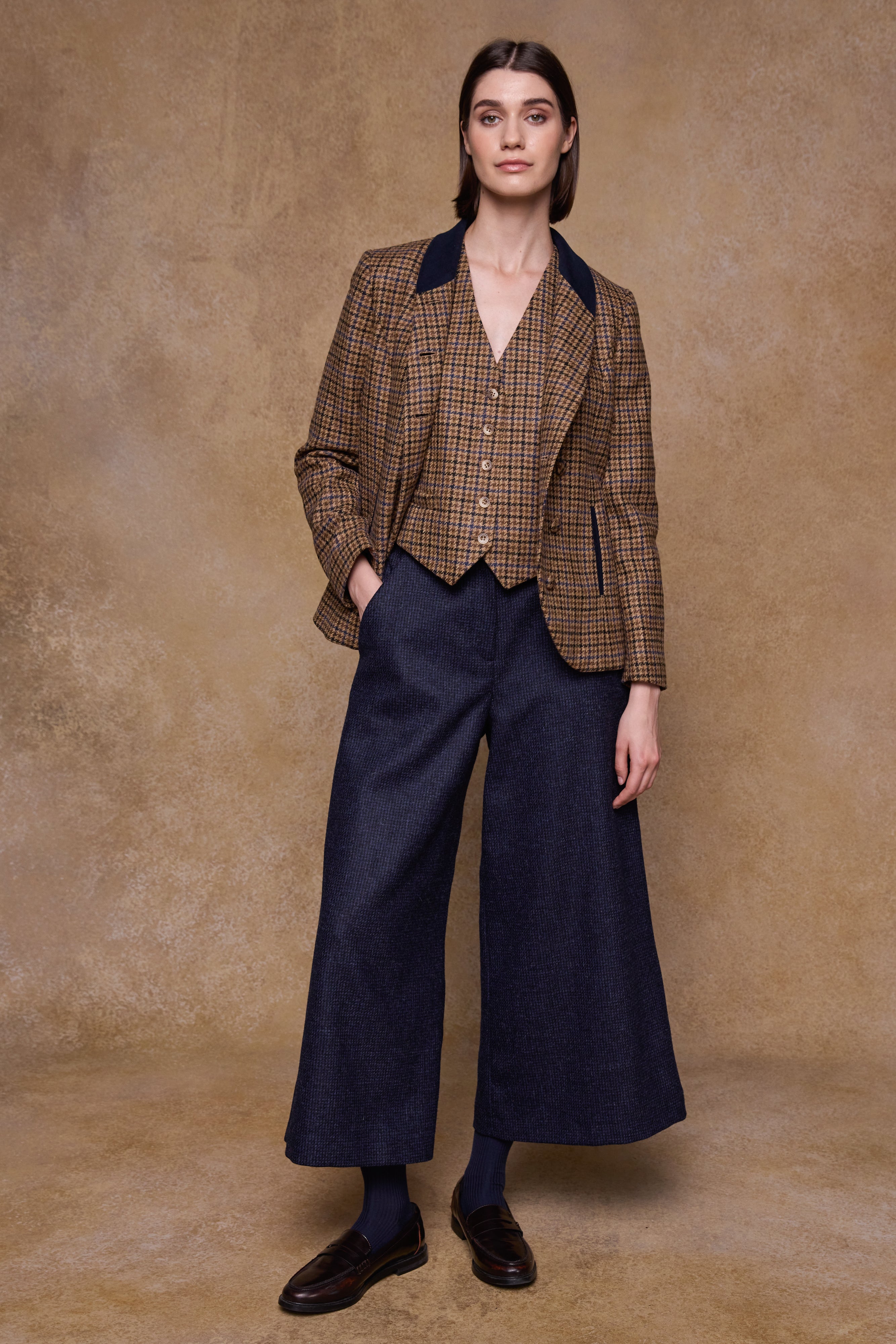 Enya Tweed-Culotte - Donegal Grey Herringbone
