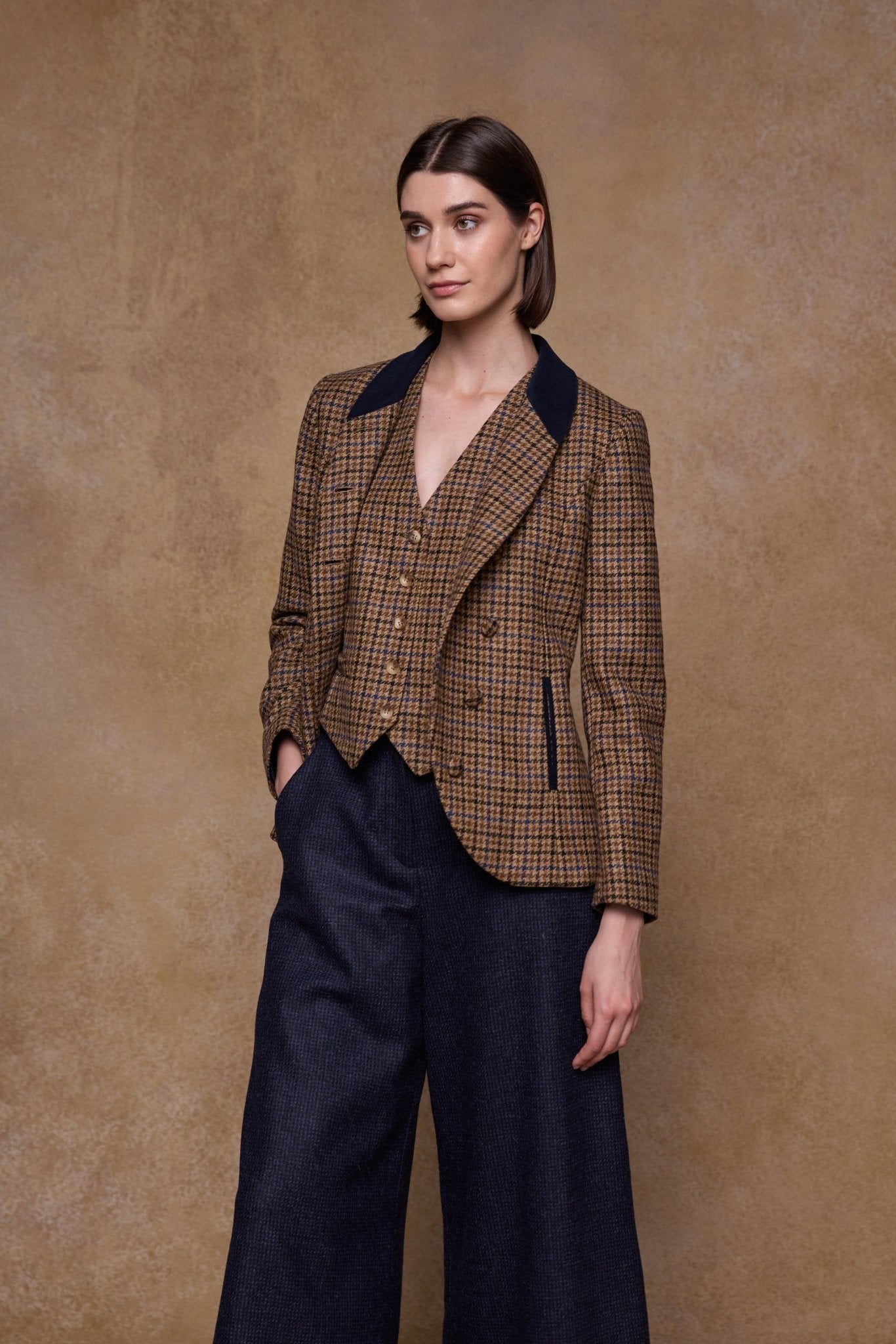 Jack Murphy Clothing - Nicole Tweed Jacket - Blue Driftwood Check - Tweed