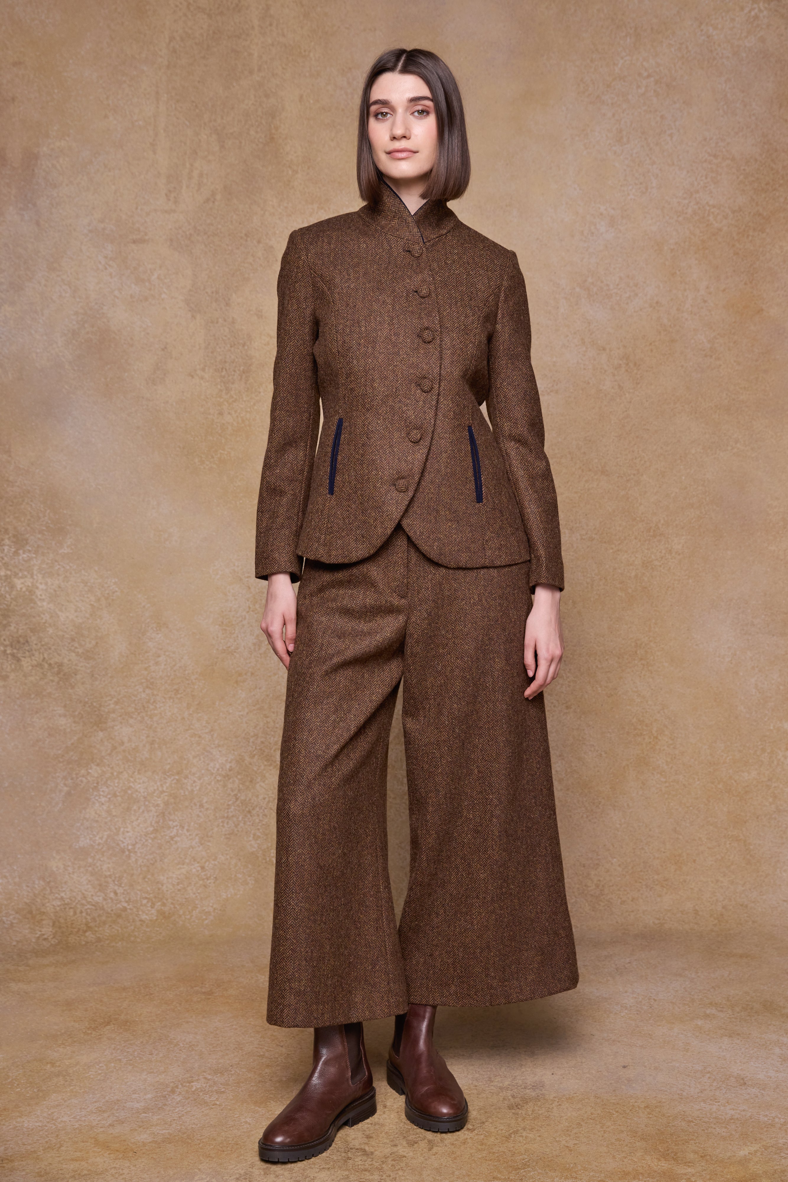 Enya Tweed-Culotte - Donegal Grey Herringbone