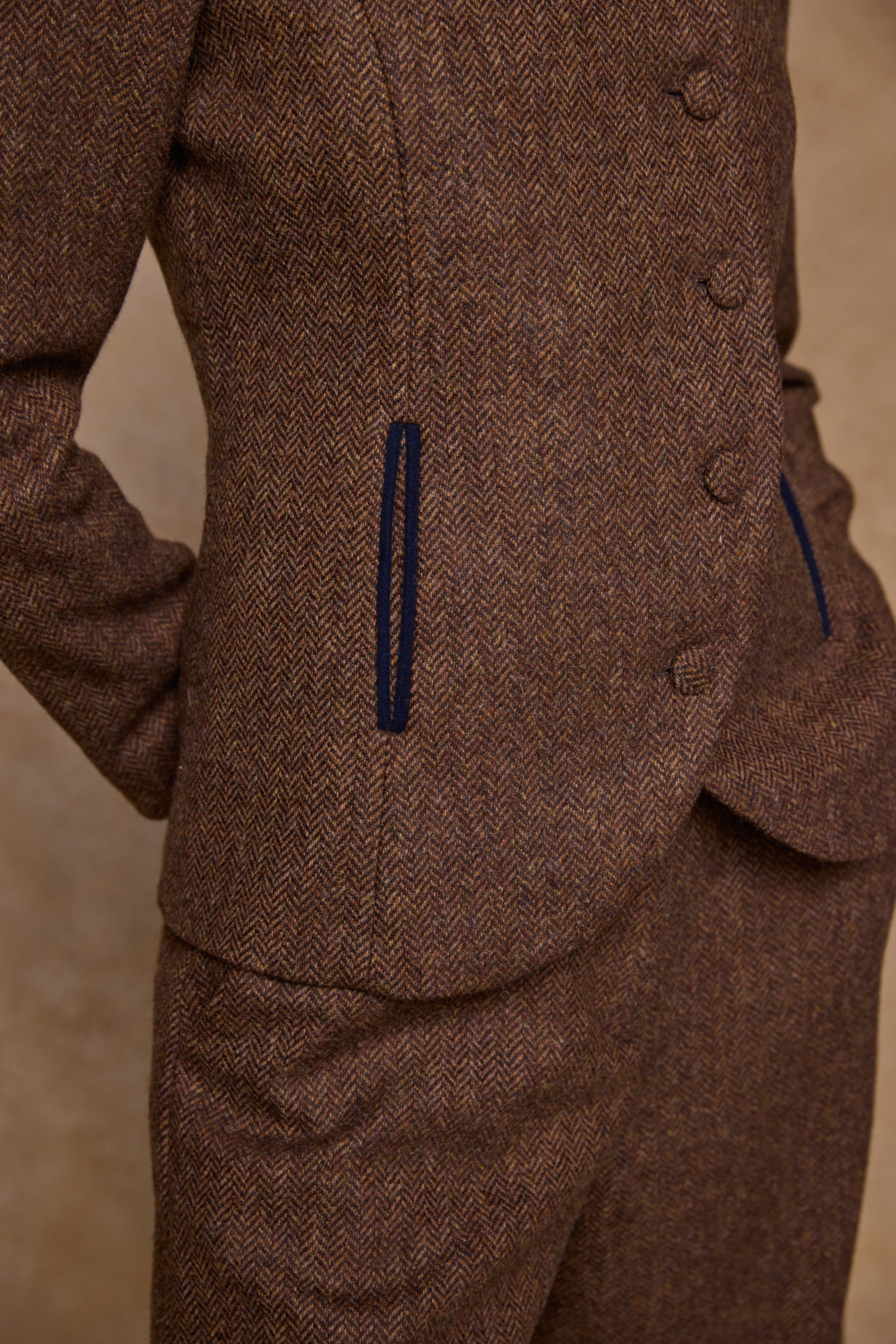 Nicole Tweed Jacke - Grünes Fischgrätenmuster