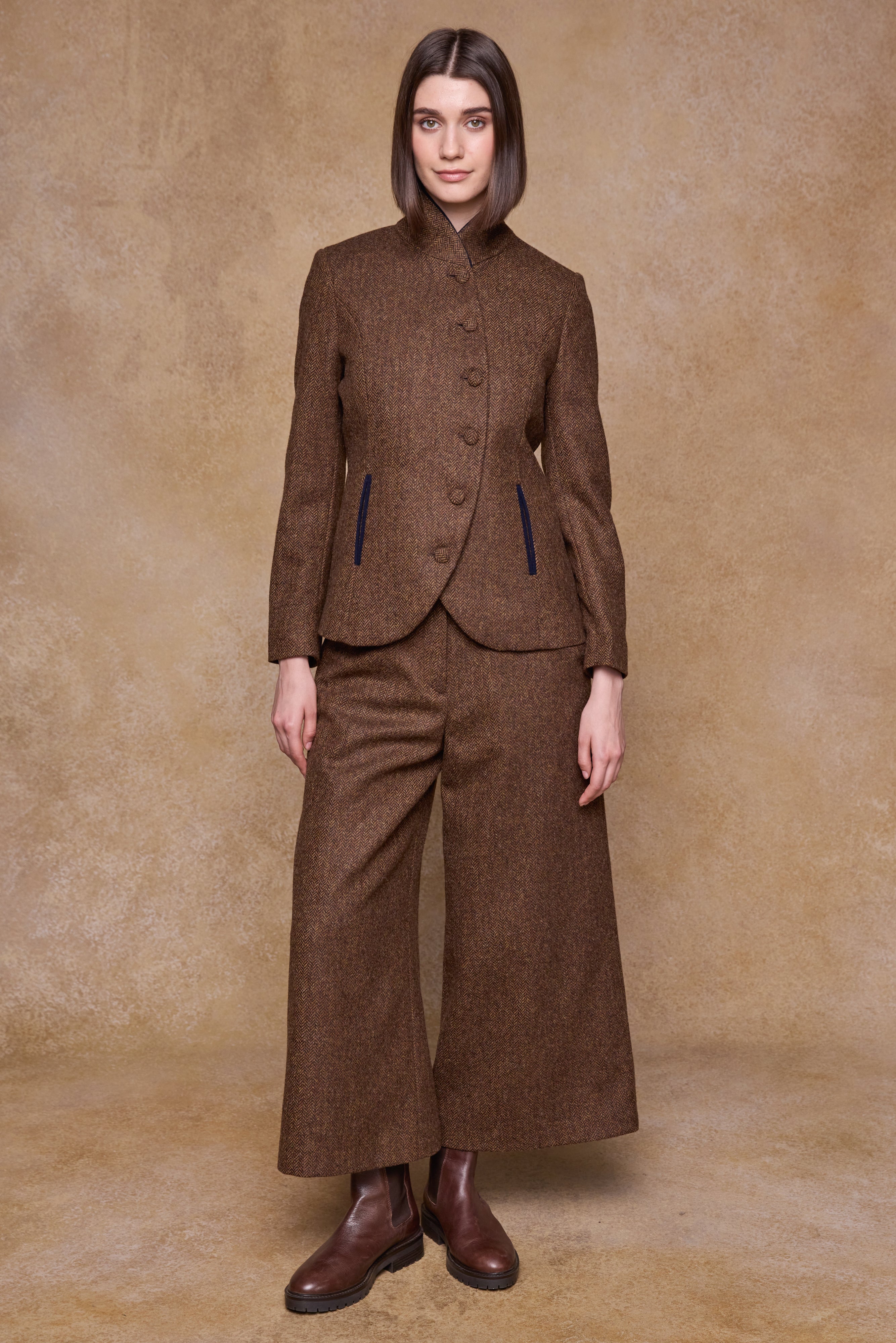 Enya Tweed-Culotte - Donegal Grey Herringbone