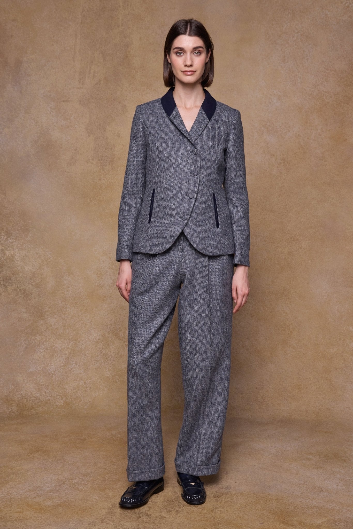 Jack Murphy Clothing - Faye Tweed Trousers - Denim Herringbone - Tweed