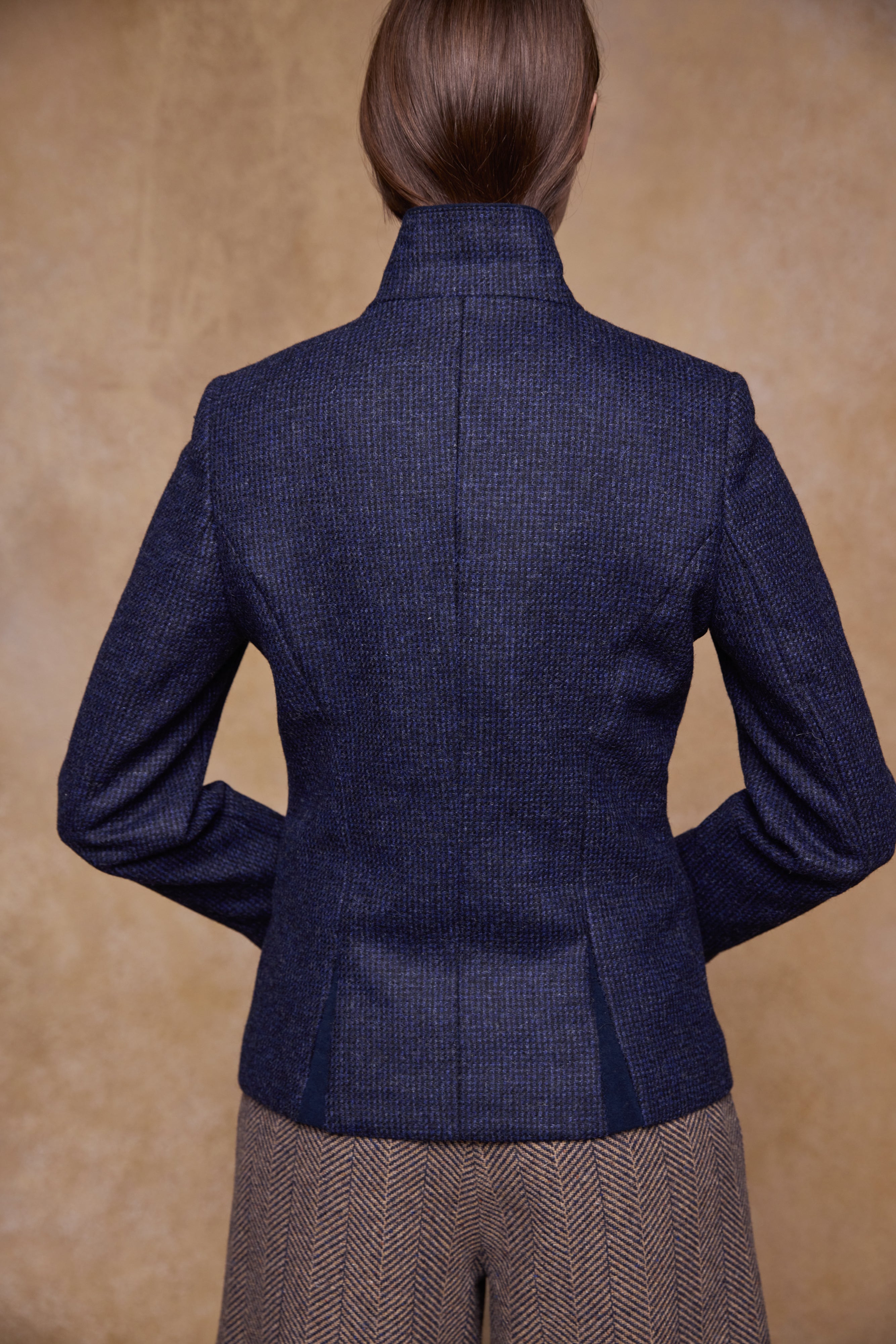 Nicole Tweed Jacke - Grünes Fischgrätenmuster