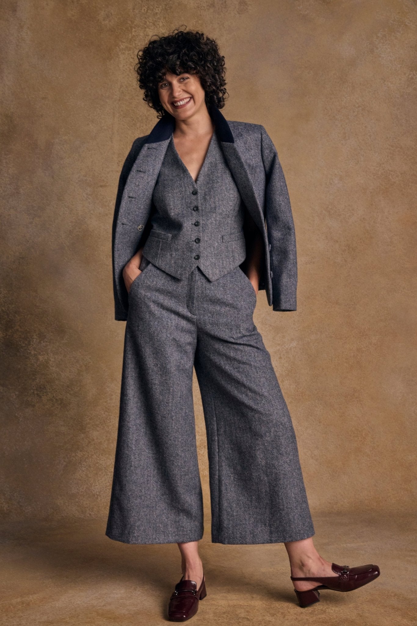 Jack Murphy Ireland - Heidi Tweed Waistcoat - Denim Herringbone - Tweed
