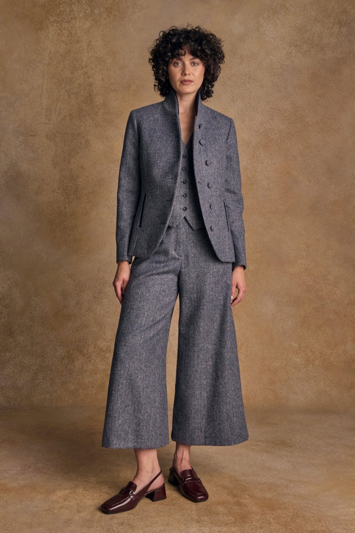 Jack Murphy Ireland - Enya Tweed Culottes - Denim Herringbone - Tweed