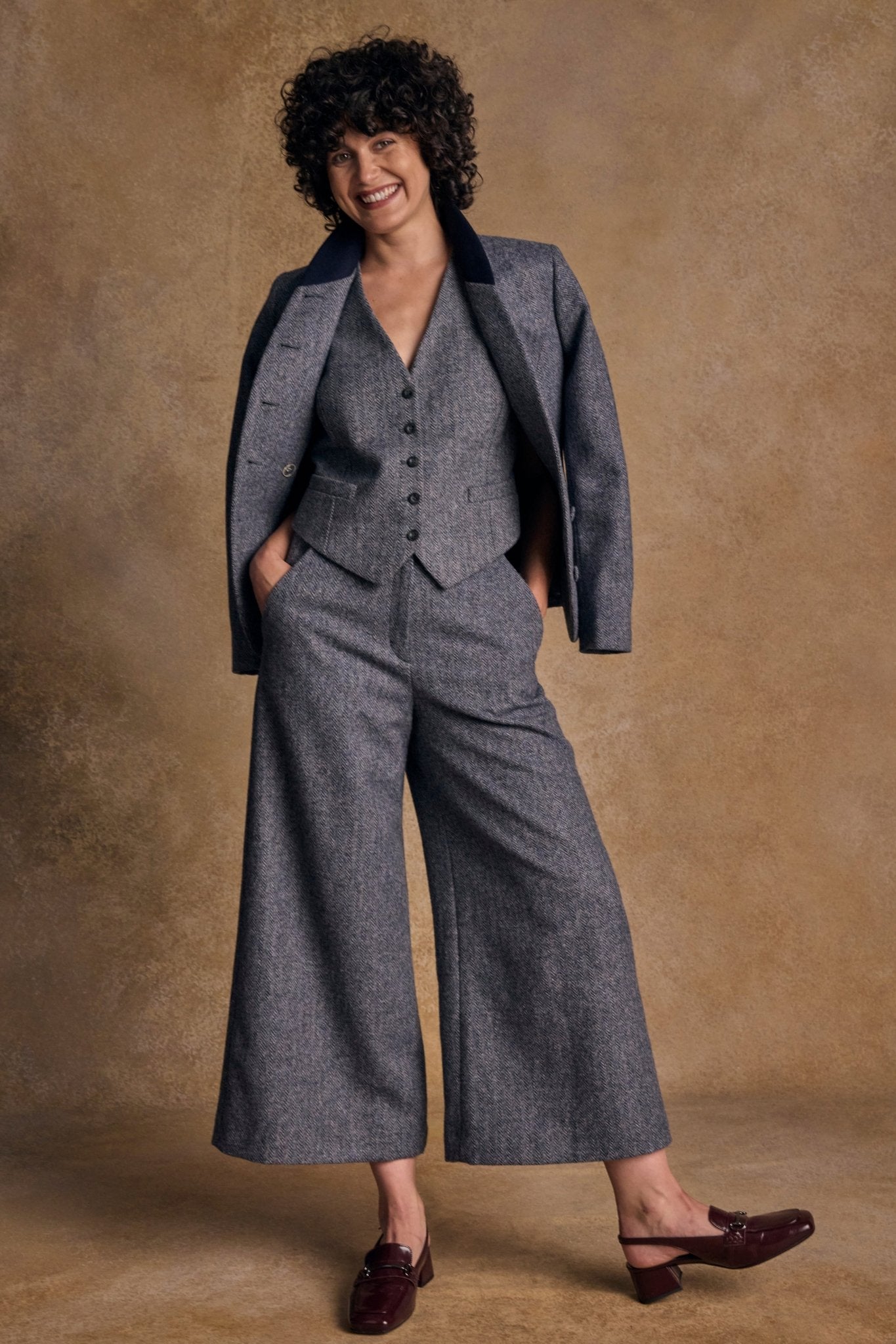 Jack Murphy Ireland - Enya Tweed Culottes - Denim Herringbone - Tweed