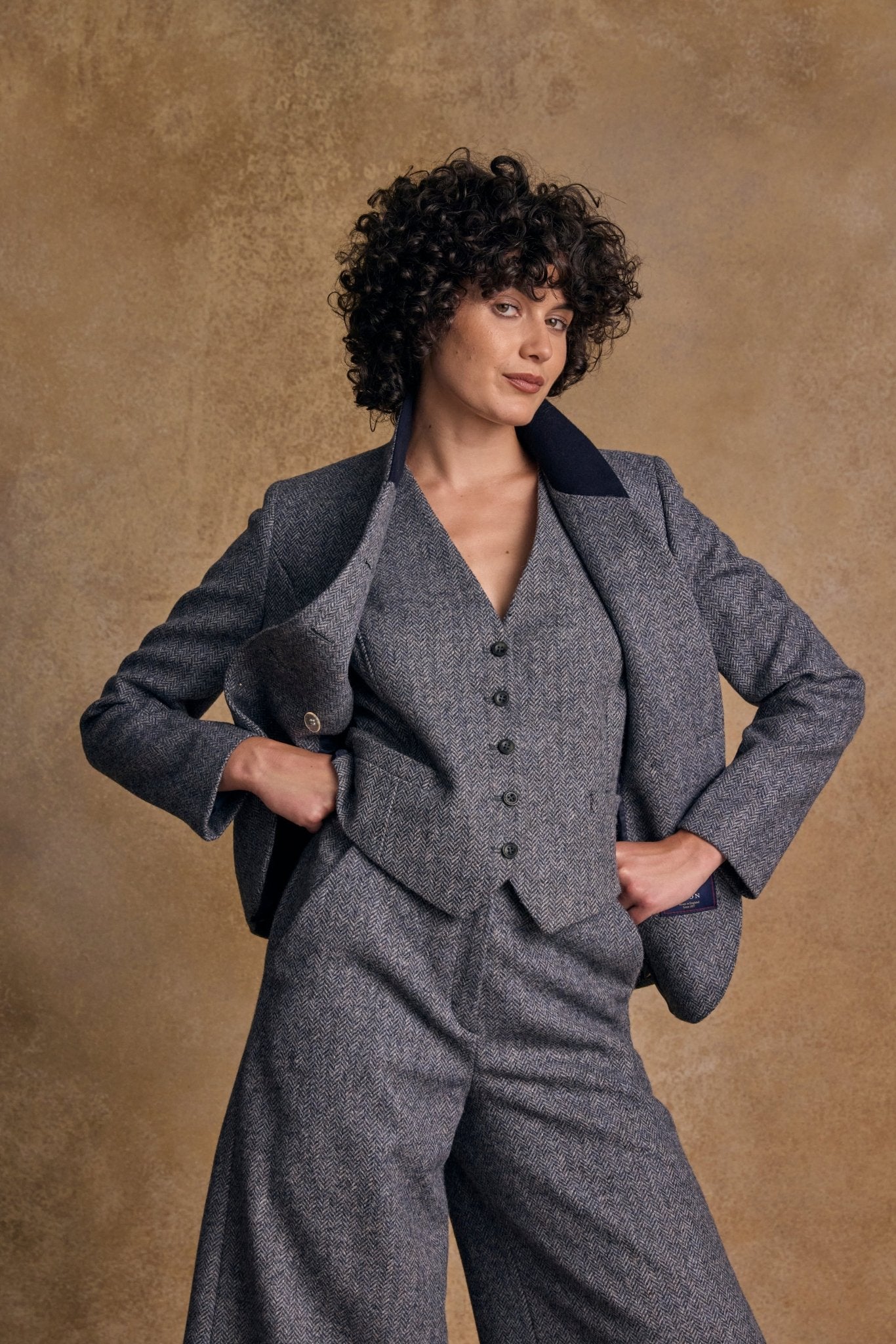 Jack Murphy Ireland - Heidi Tweed Waistcoat - Denim Herringbone - Tweed