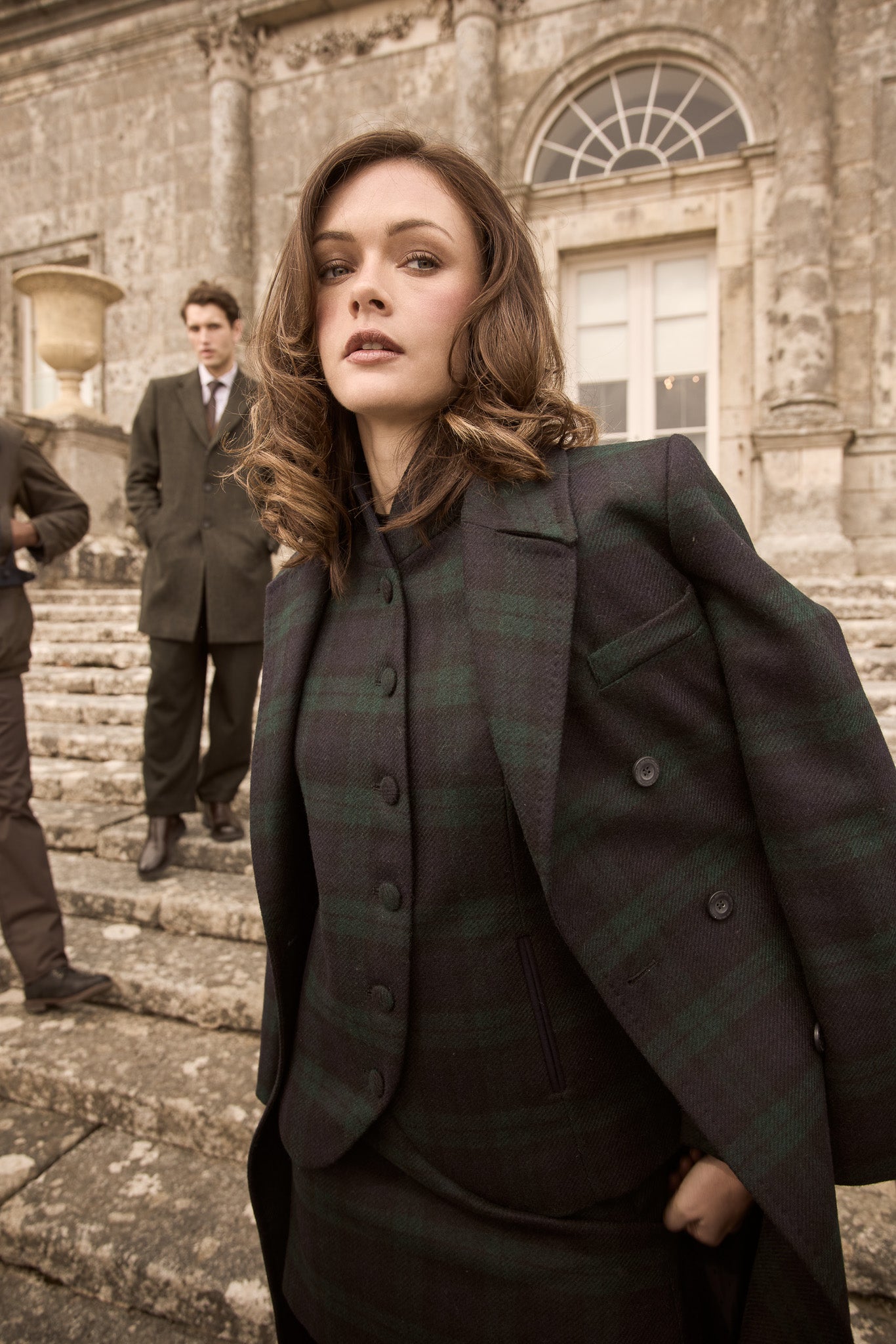 Clodagh Wool Coat - Green Tartan
