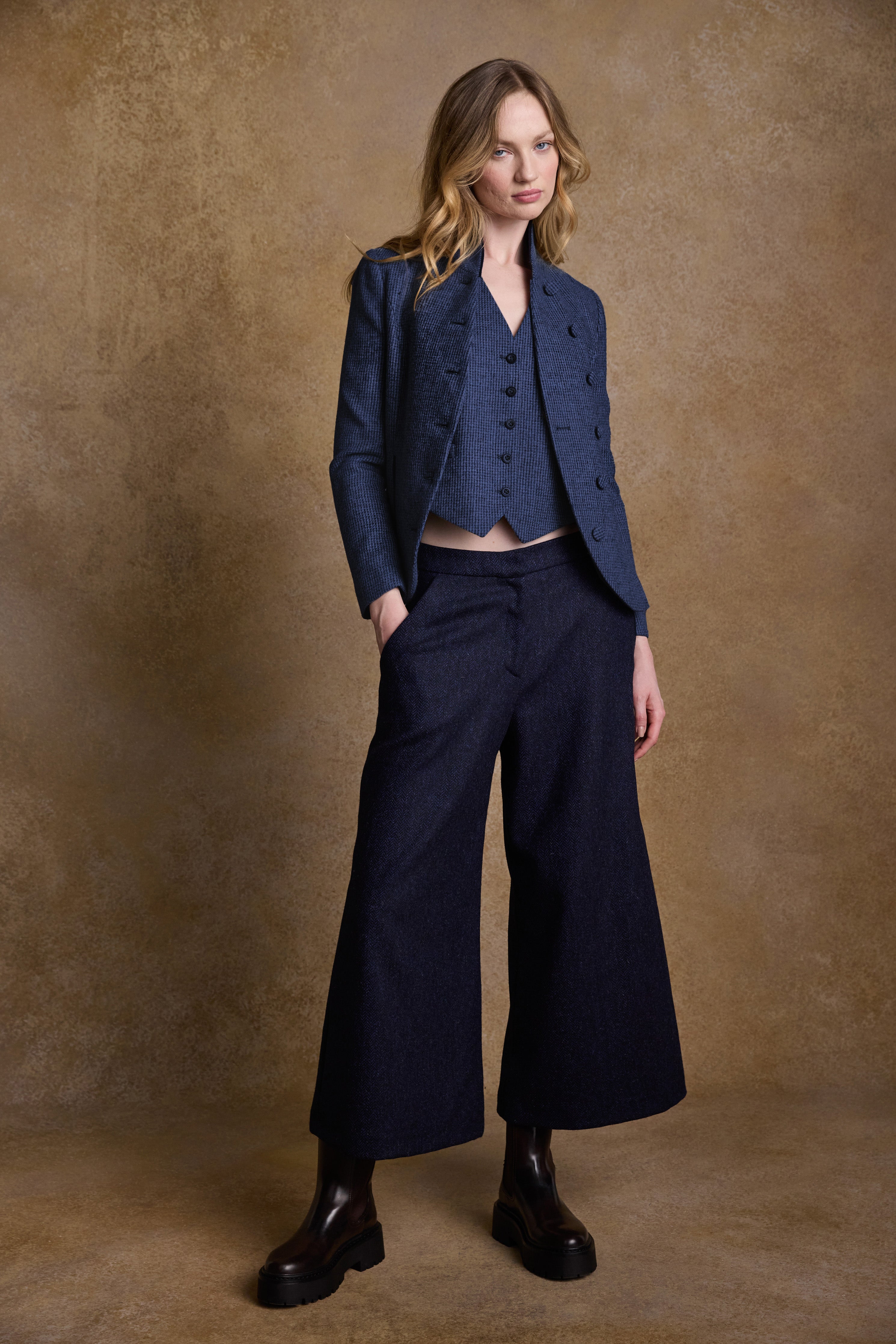 Heidi Tweed Waistcoat - Imperial Blue