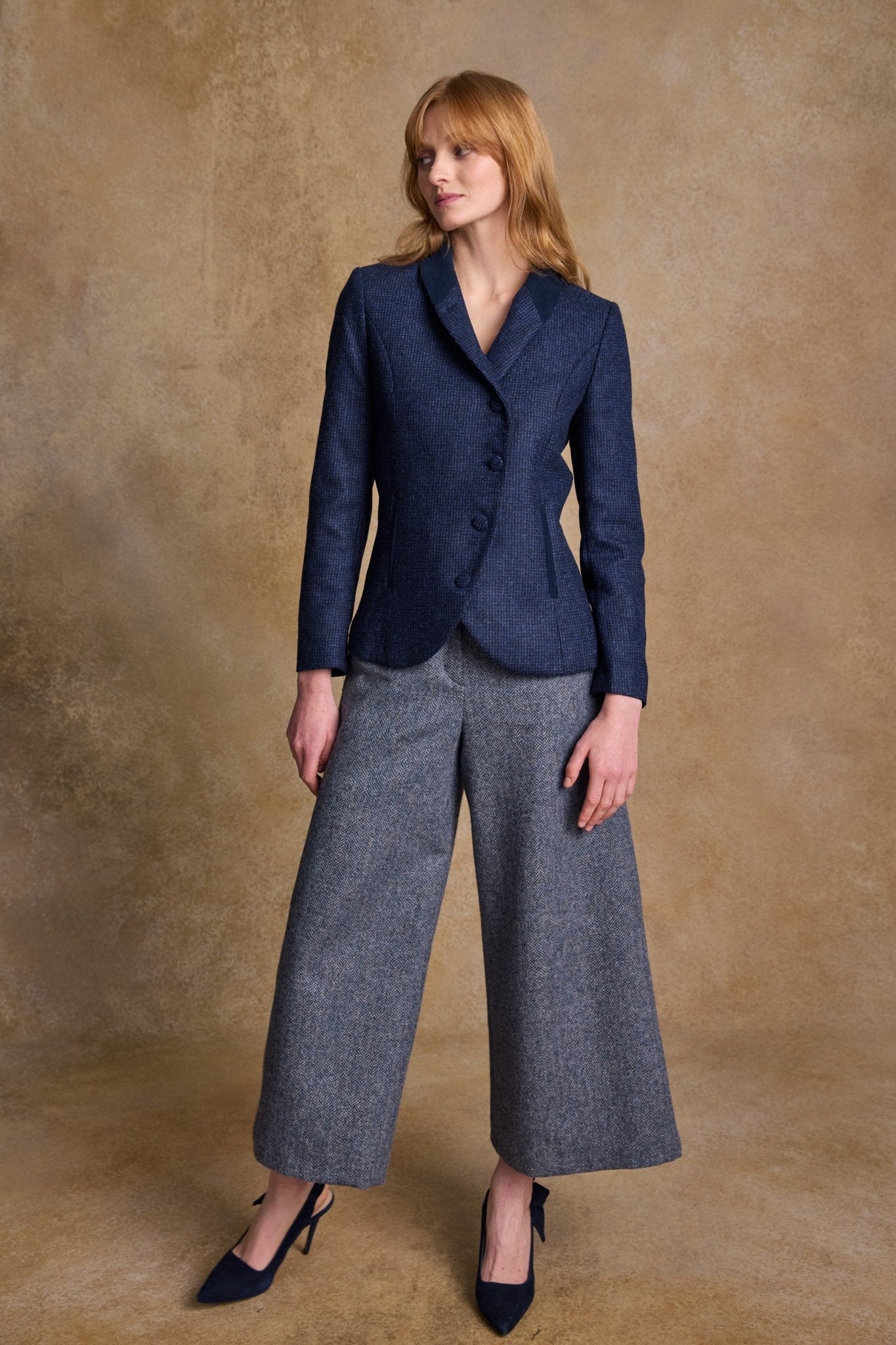 Jack Murphy Ireland - Enya Tweed Culottes - Denim Herringbone - Tweed