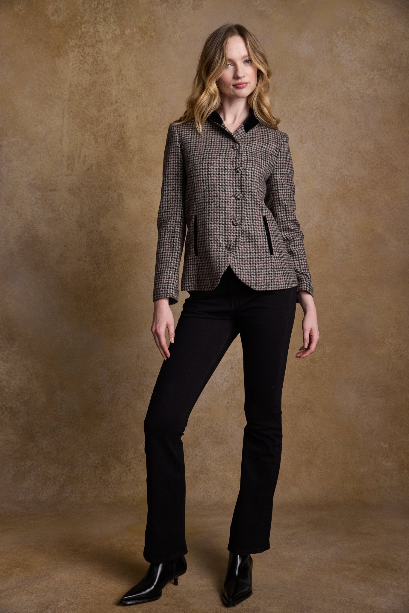Jack Murphy Ireland - Nicole Tweed Jacket - Plum Hacking Check - Tweed