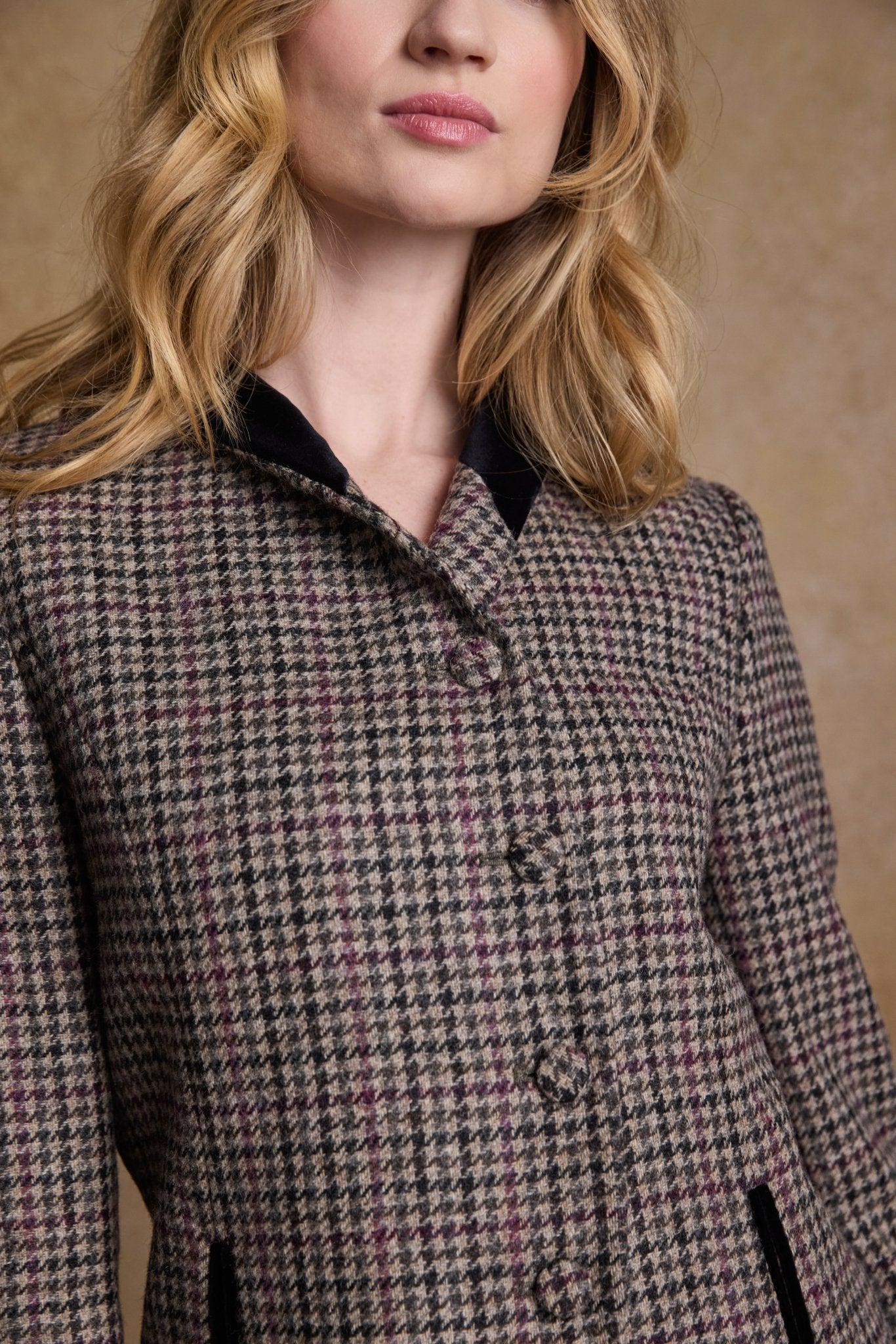 Jack Murphy Ireland - Nicole Tweed Jacket - Plum Hacking Check - Tweed