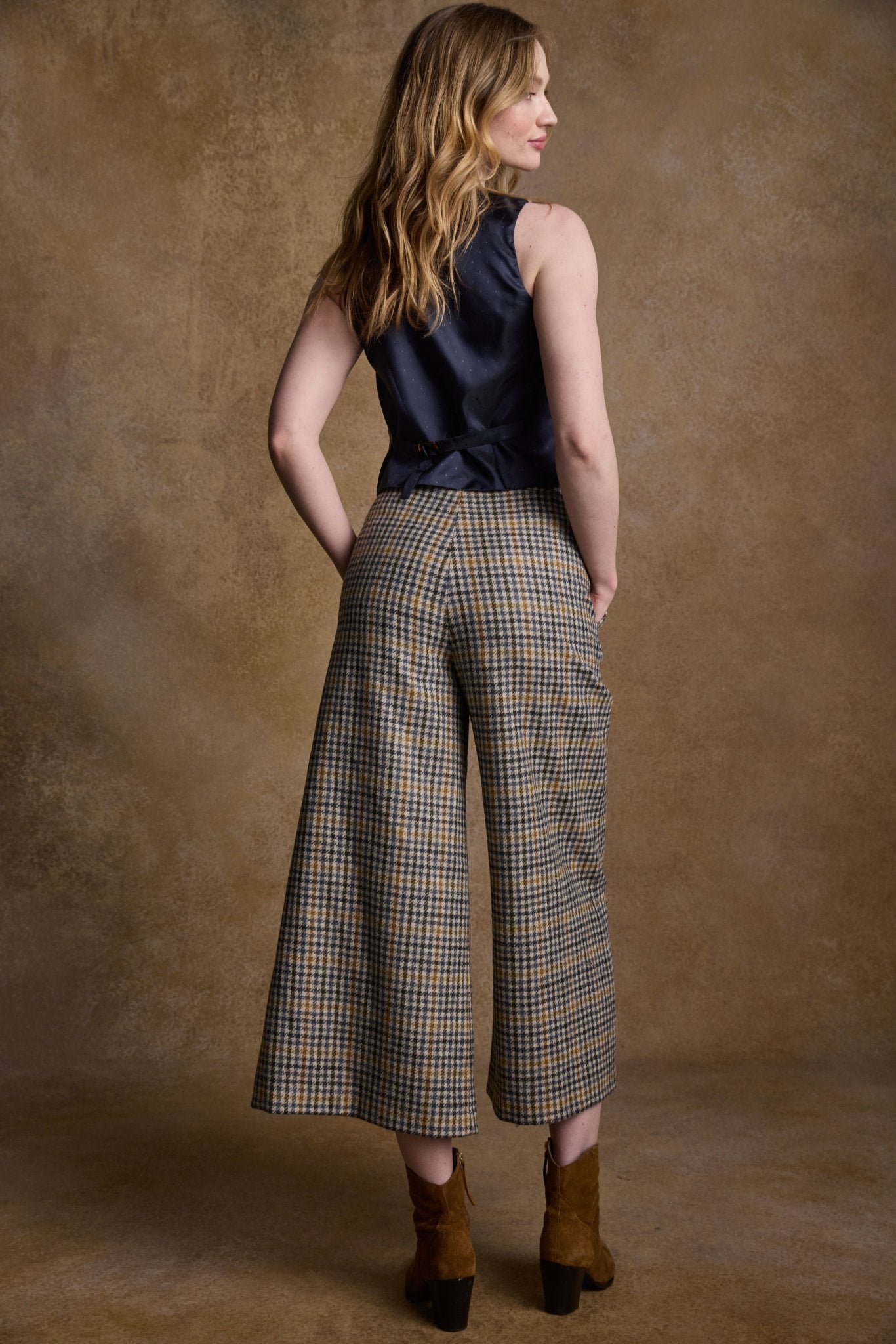Jack Murphy Ireland - Heidi Tweed Waistcoat - Saffron Cobalt Check - Tweed