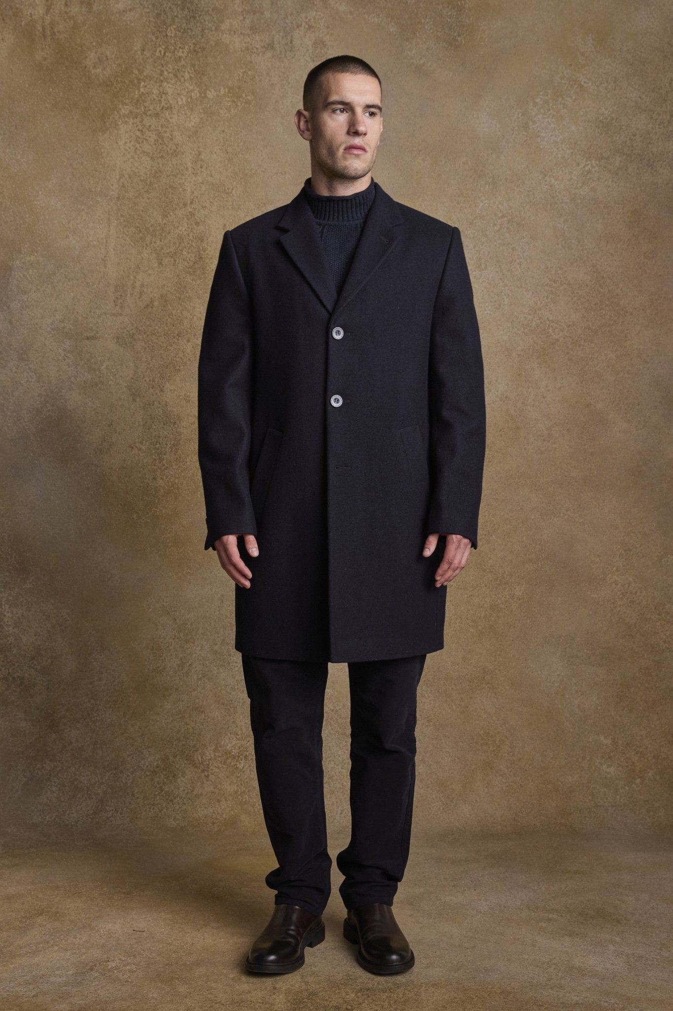 Jack Murphy Ireland - Owen Wool Coat - Deep Navy Melton - Tweed