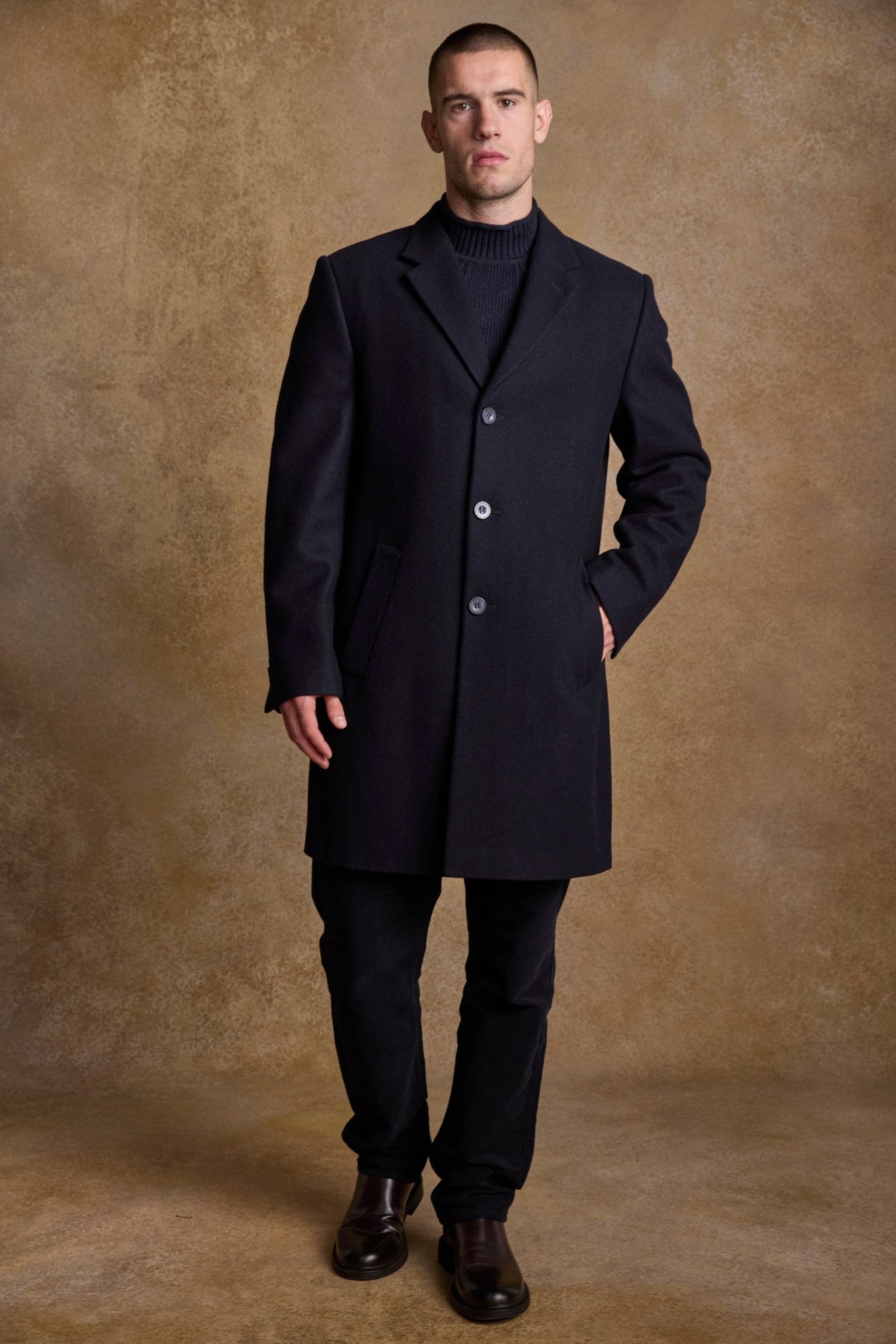 Jack Murphy Ireland - Owen Wool Coat - Deep Navy Melton - Tweed