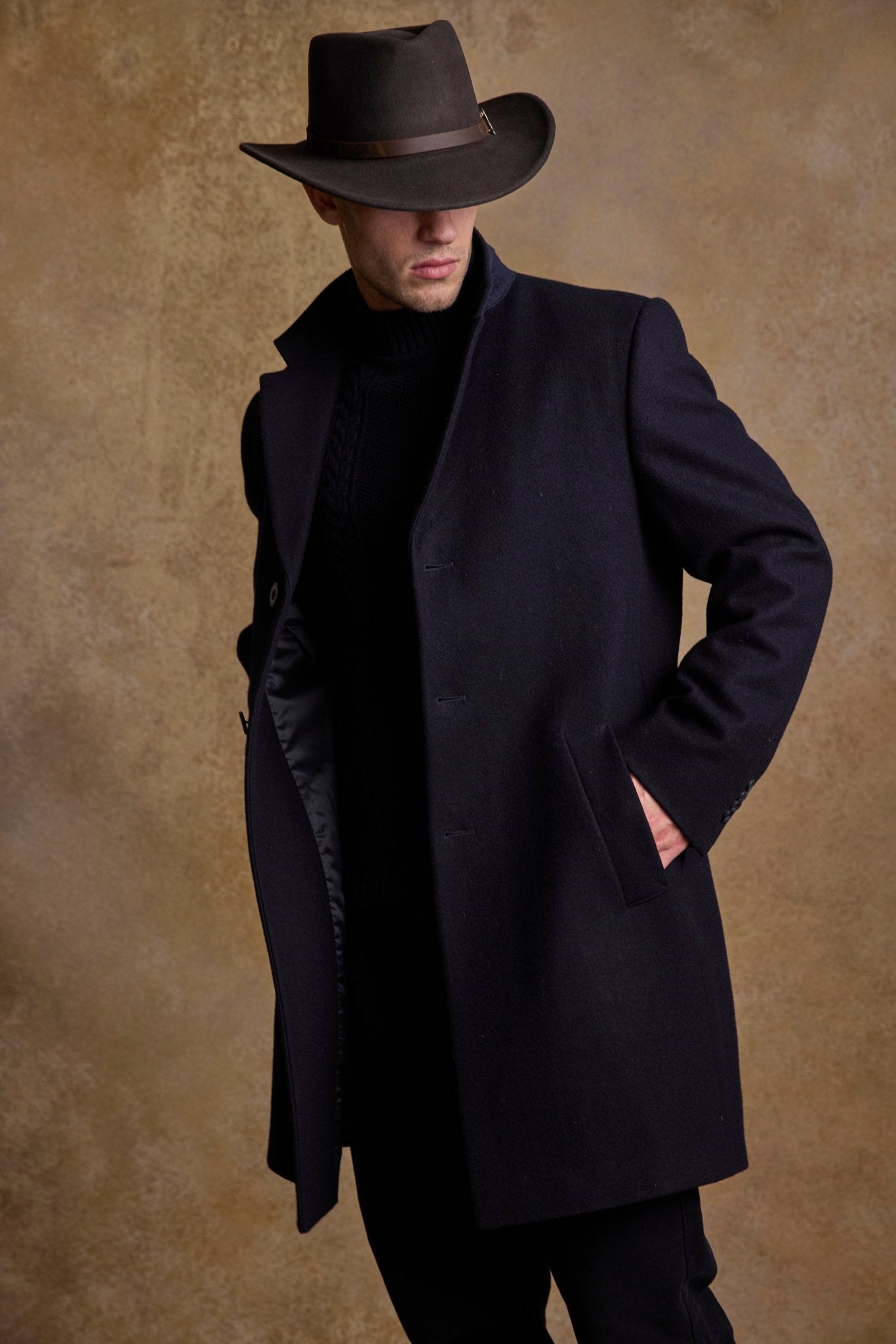 Jack Murphy Ireland - Owen Wool Coat - Deep Navy Melton - Tweed