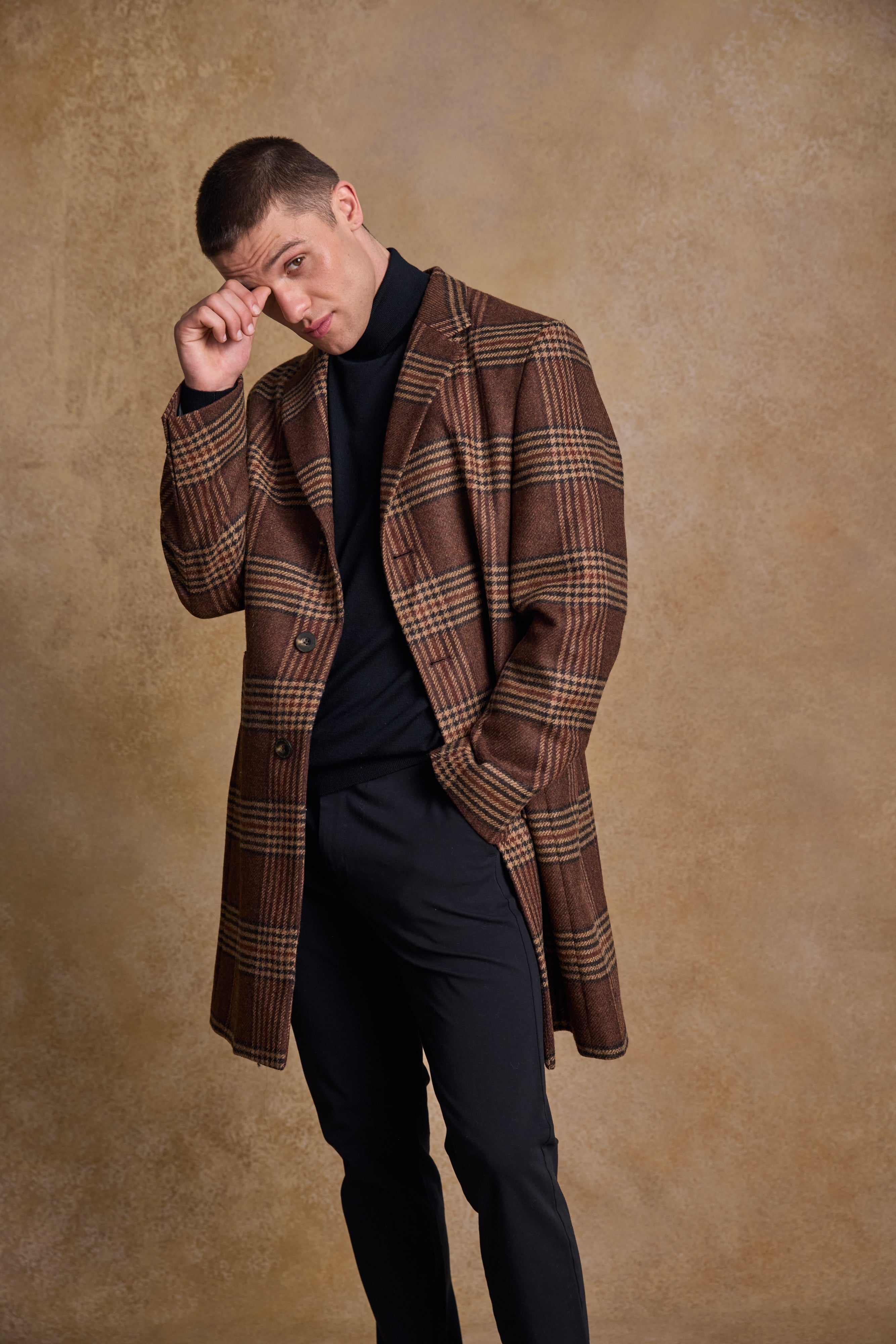 Owen Wool Coat - Tobacco Check