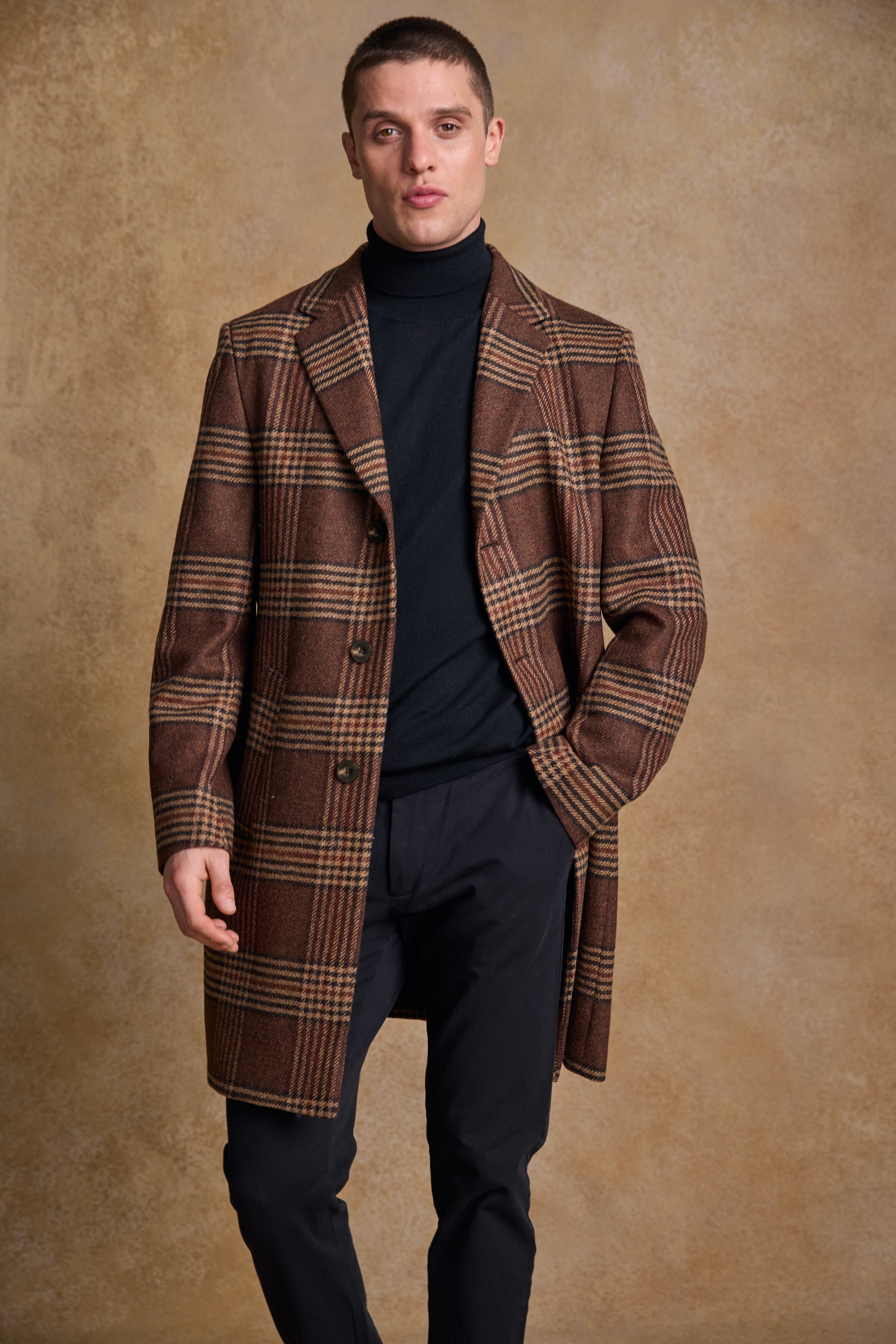 Owen Wool Coat - Tobacco Check