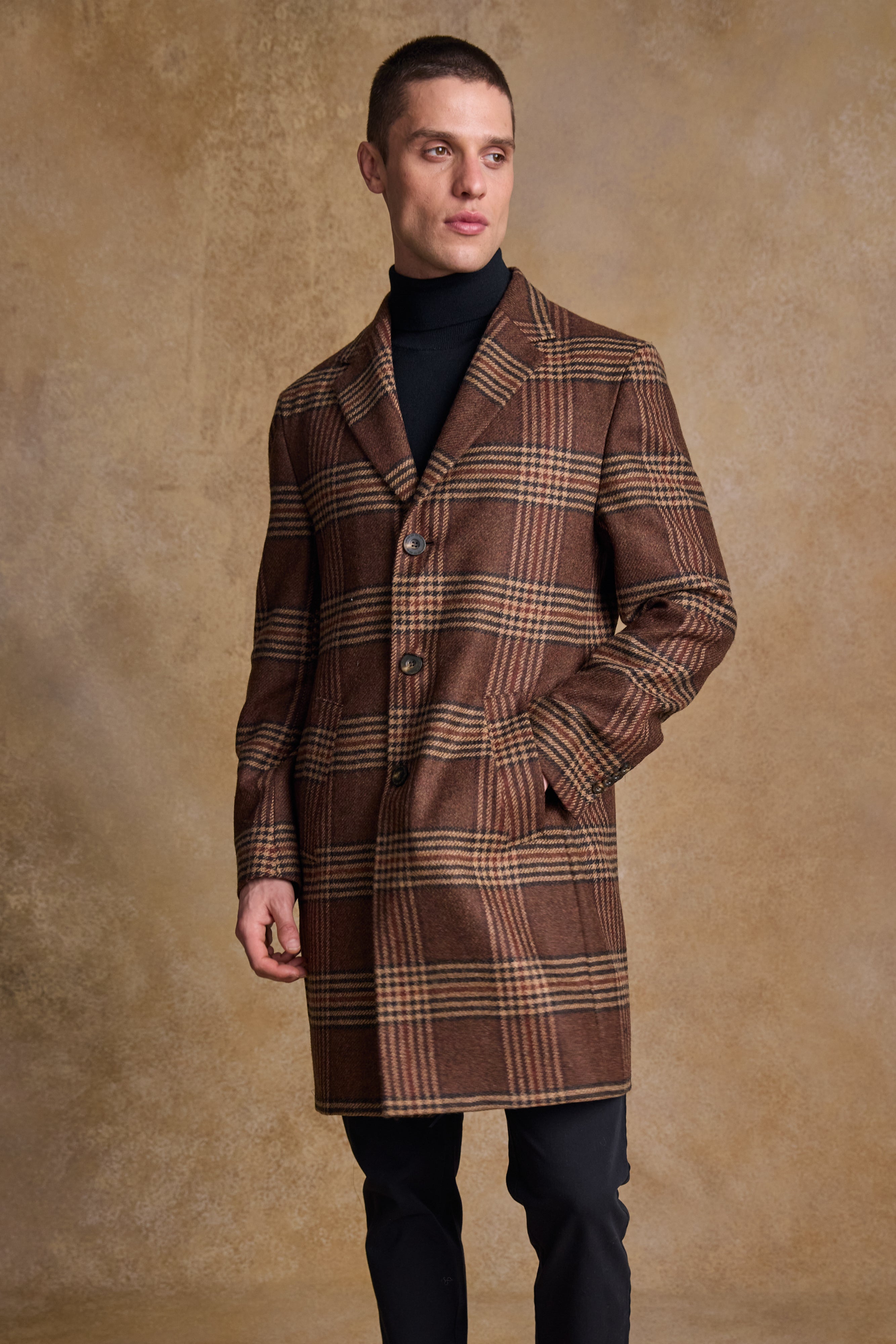 Owen Wool Coat - Tobacco Check