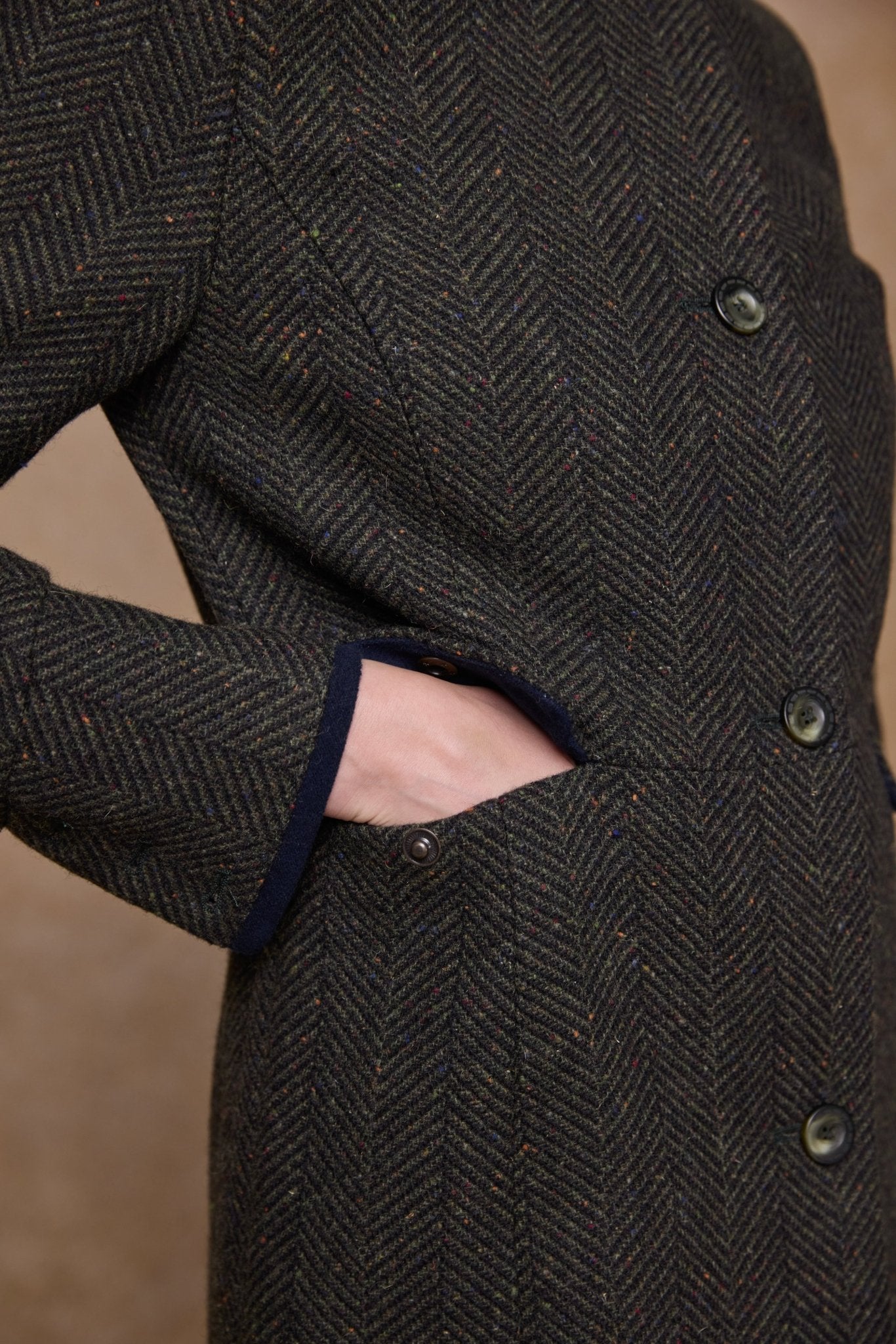 Jack Murphy Clothing - Pamela Tweed Coat - Donegal Pine Herringbone - Tweed