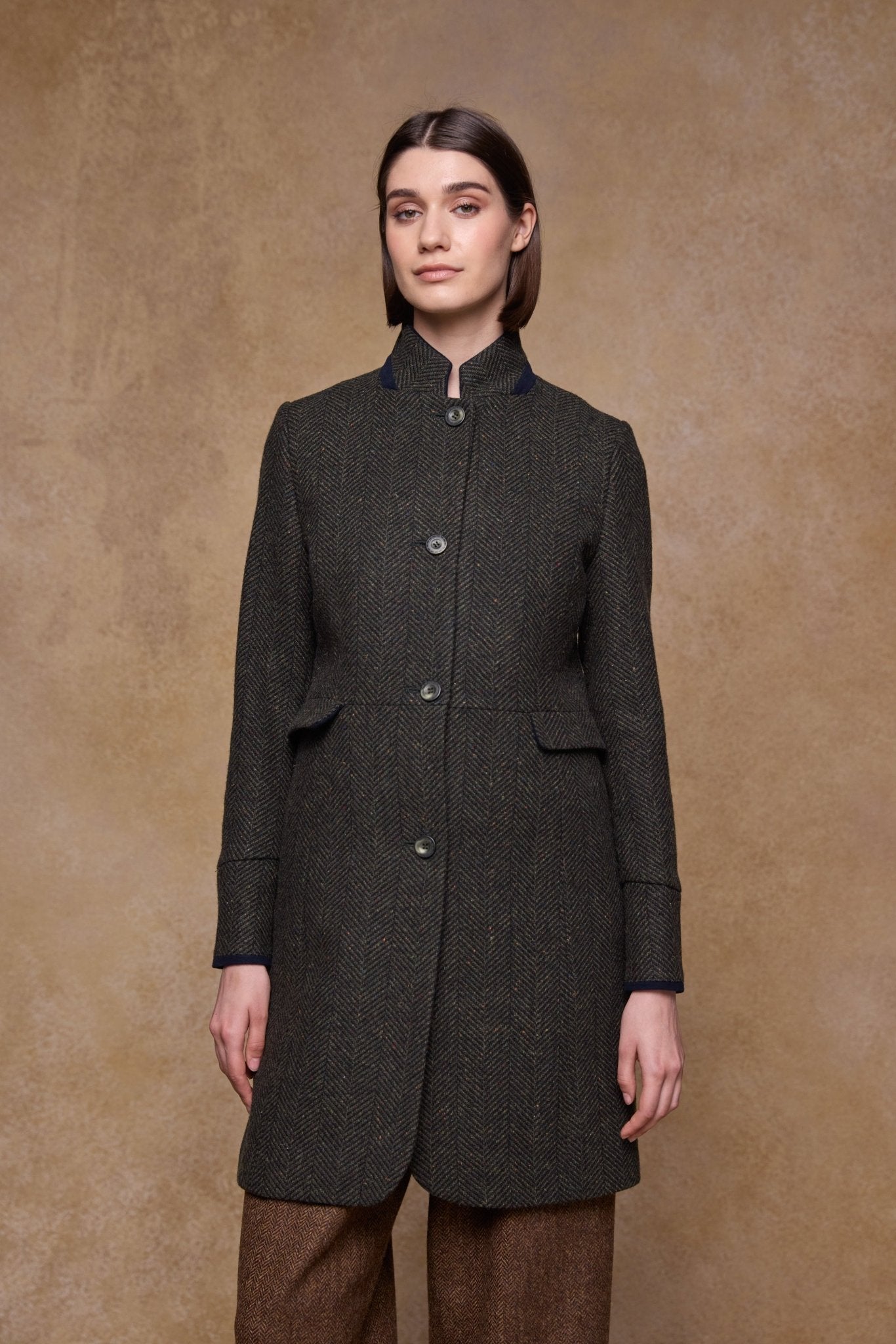 Jack Murphy Clothing - Pamela Tweed Coat - Donegal Pine Herringbone - Tweed
