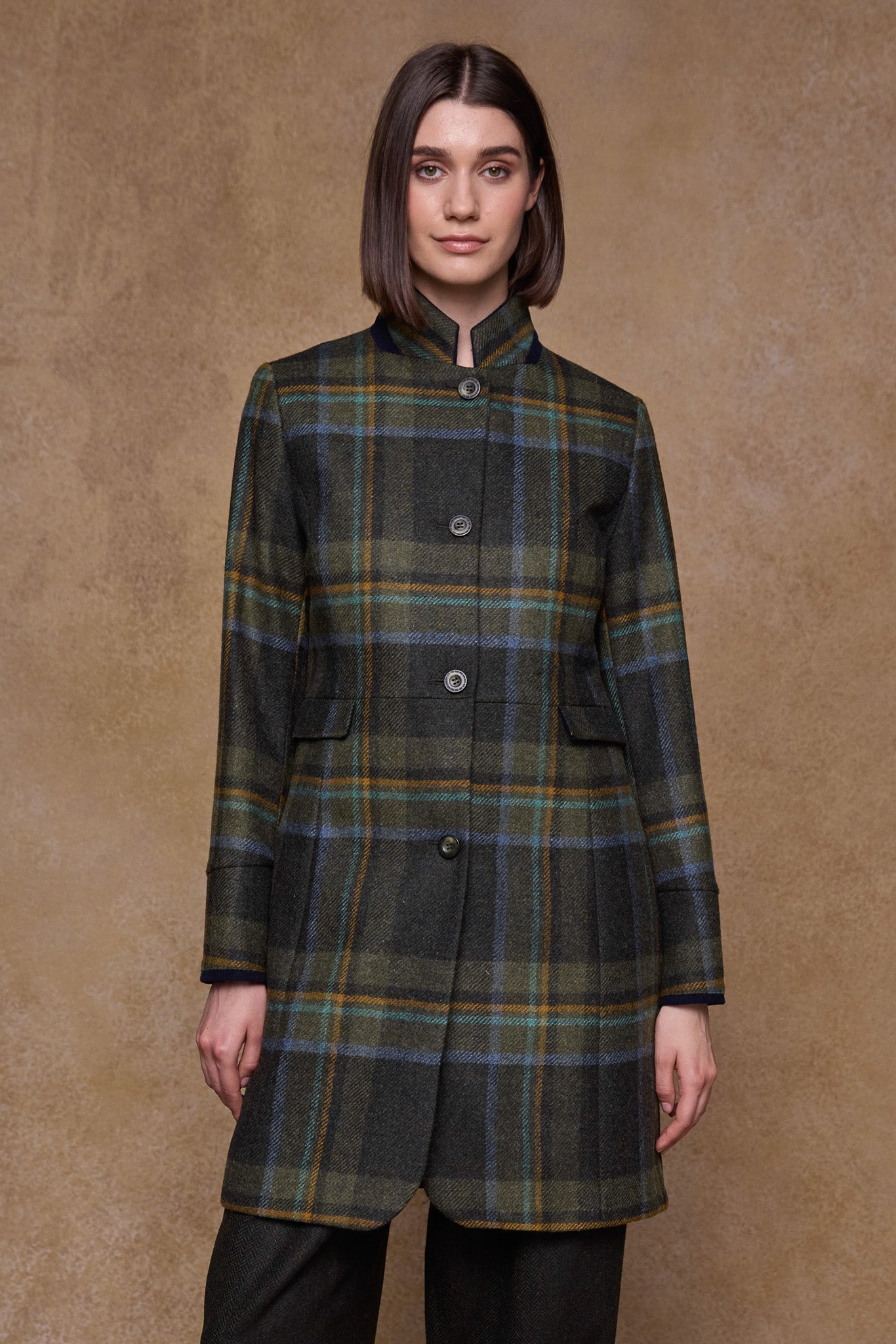 Pamela Tweed Coat - Sage & Emerald Check