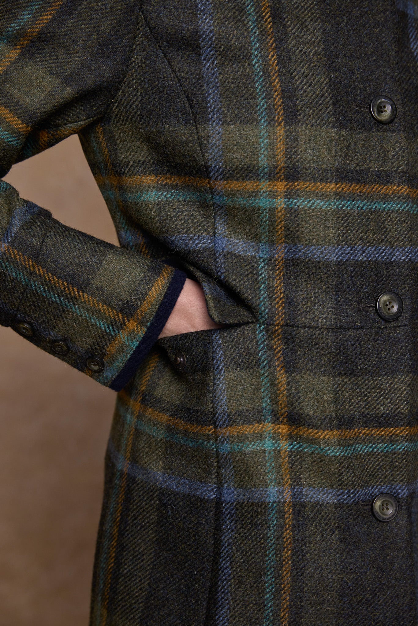 Pamela Tweed Coat - Sage & Emerald Check
