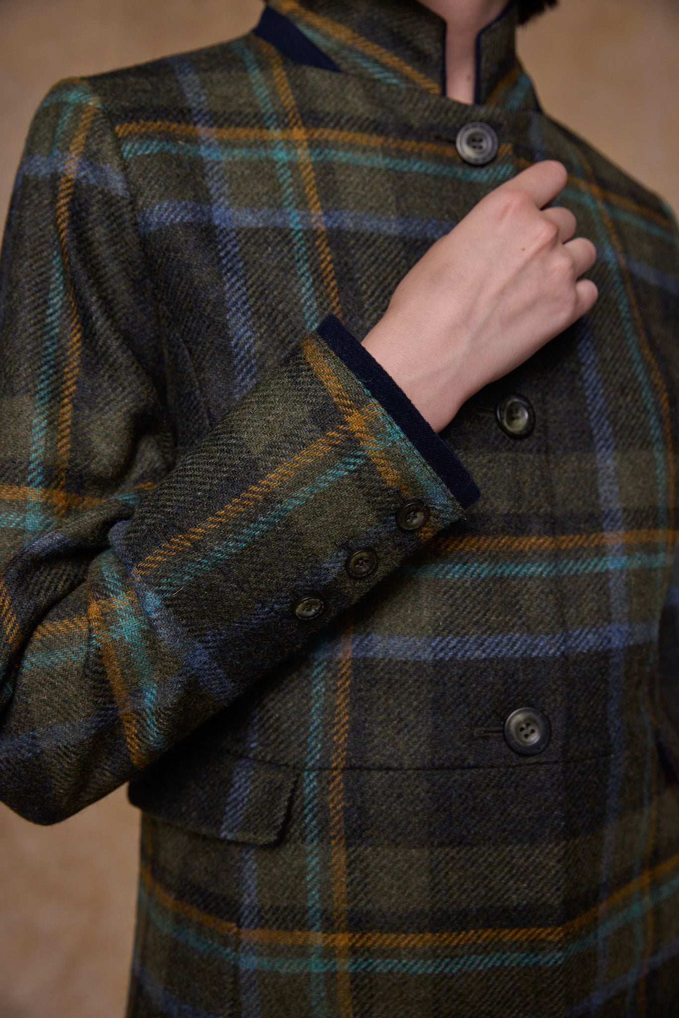 Pamela Tweed Coat - Sage & Emerald Check