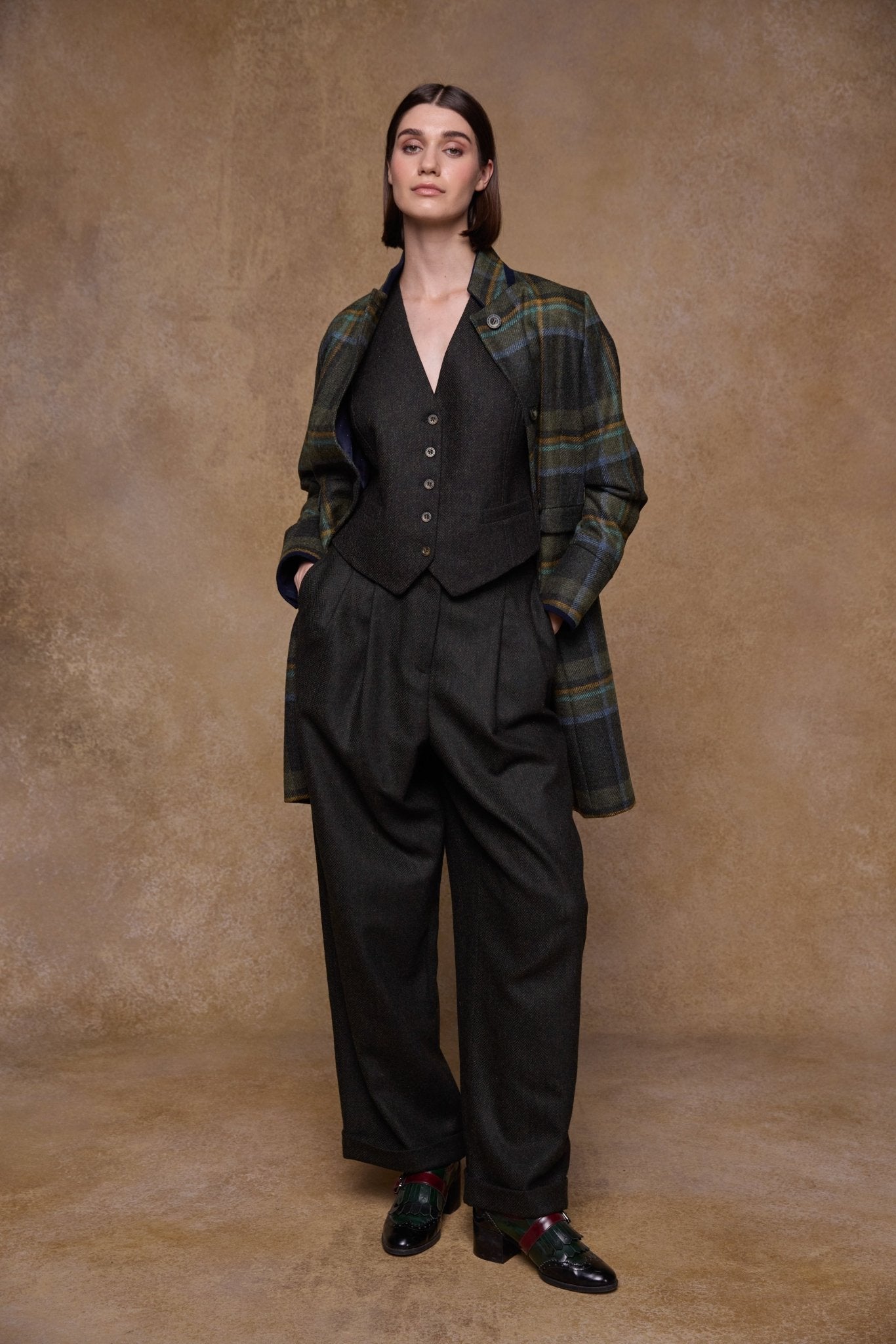 Jack Murphy Ireland - Pamela Tweed Coat - Sage & Emerald Check - Tweed