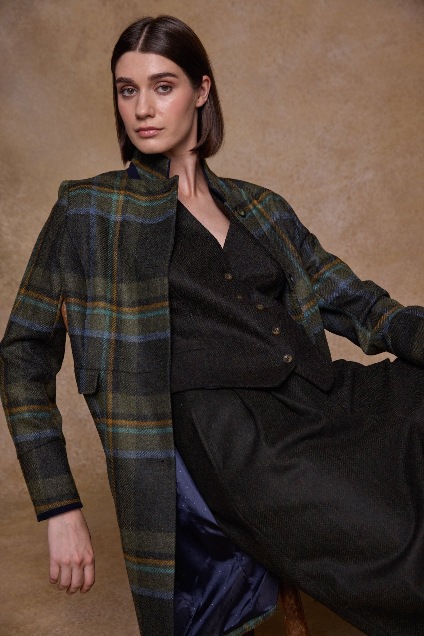 Jack Murphy Ireland - Pamela Tweed Coat - Sage & Emerald Check - Tweed