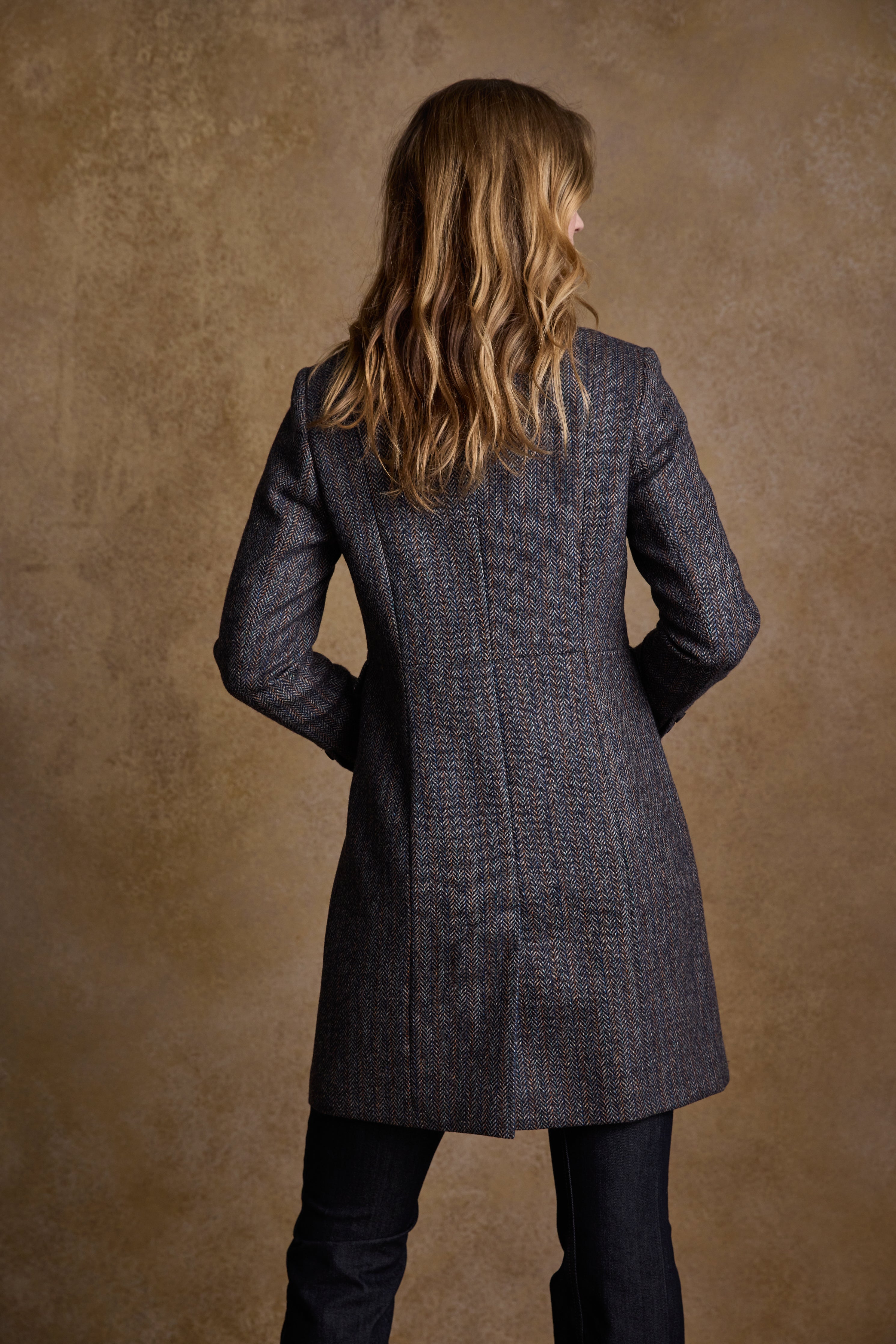 Pamela Tweed Coat - Blue Moon Herringbone